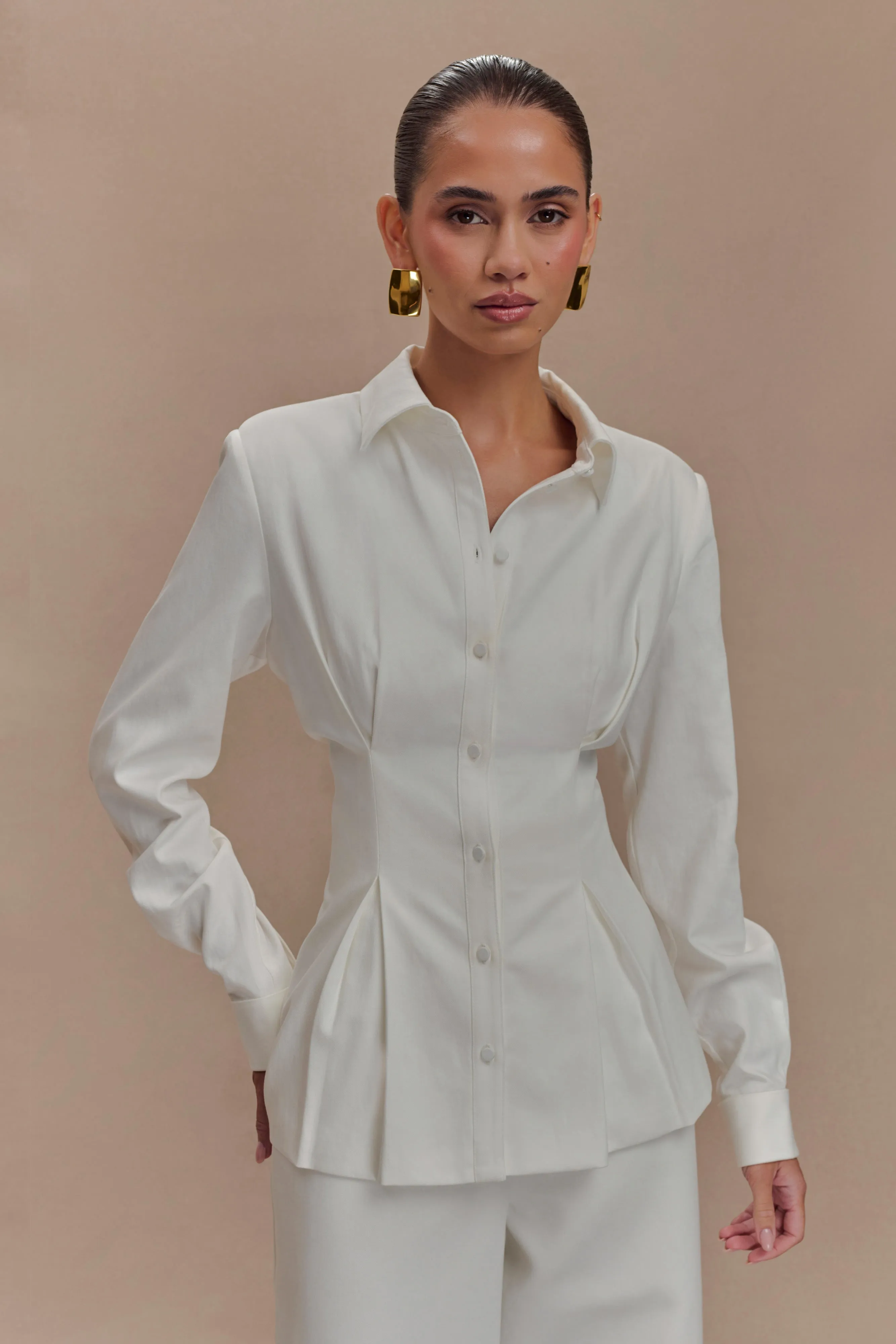 Rhia Oversized Shirt - White sold by Meshki product image thumbnail 3