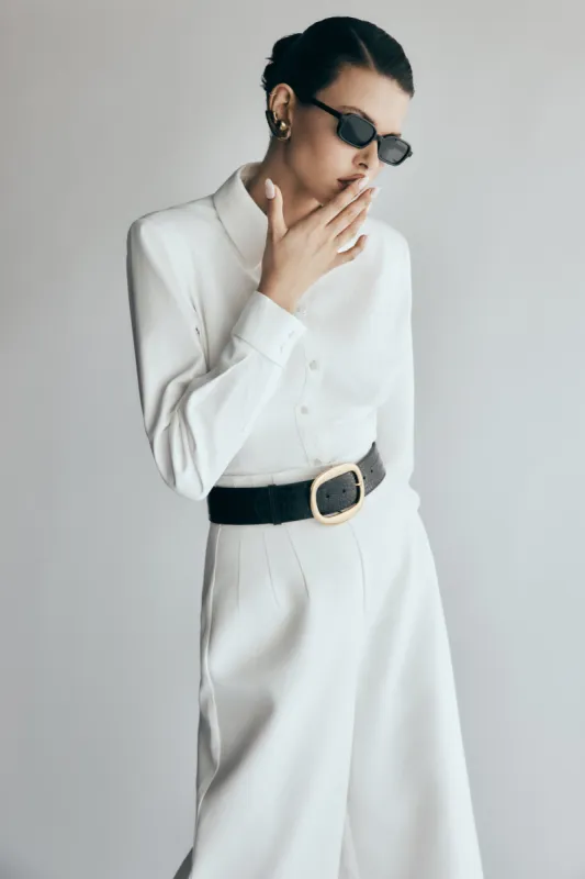 Rhia Oversized Shirt - White sold by Meshki