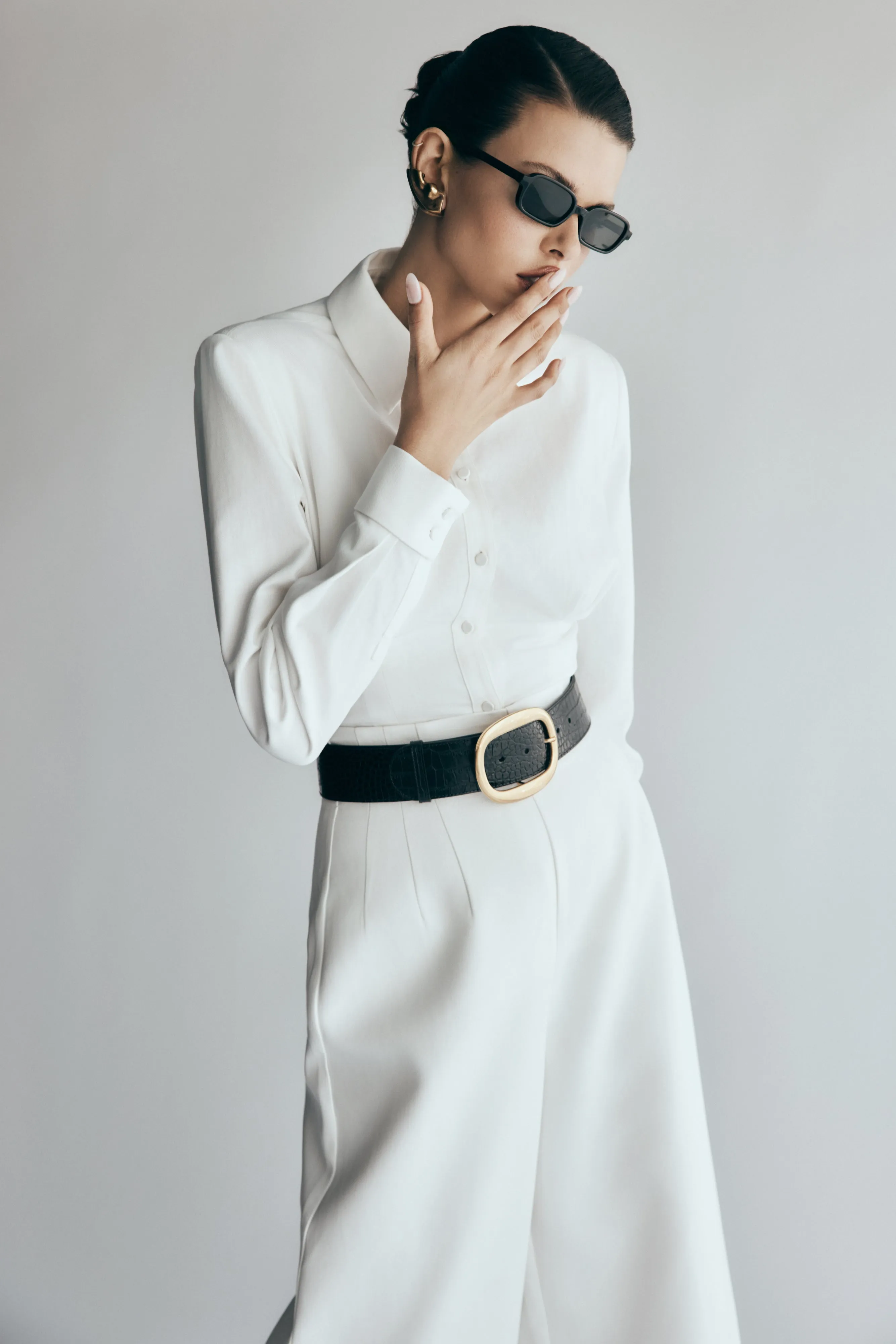 Rhia Oversized Shirt - White sold by Meshki