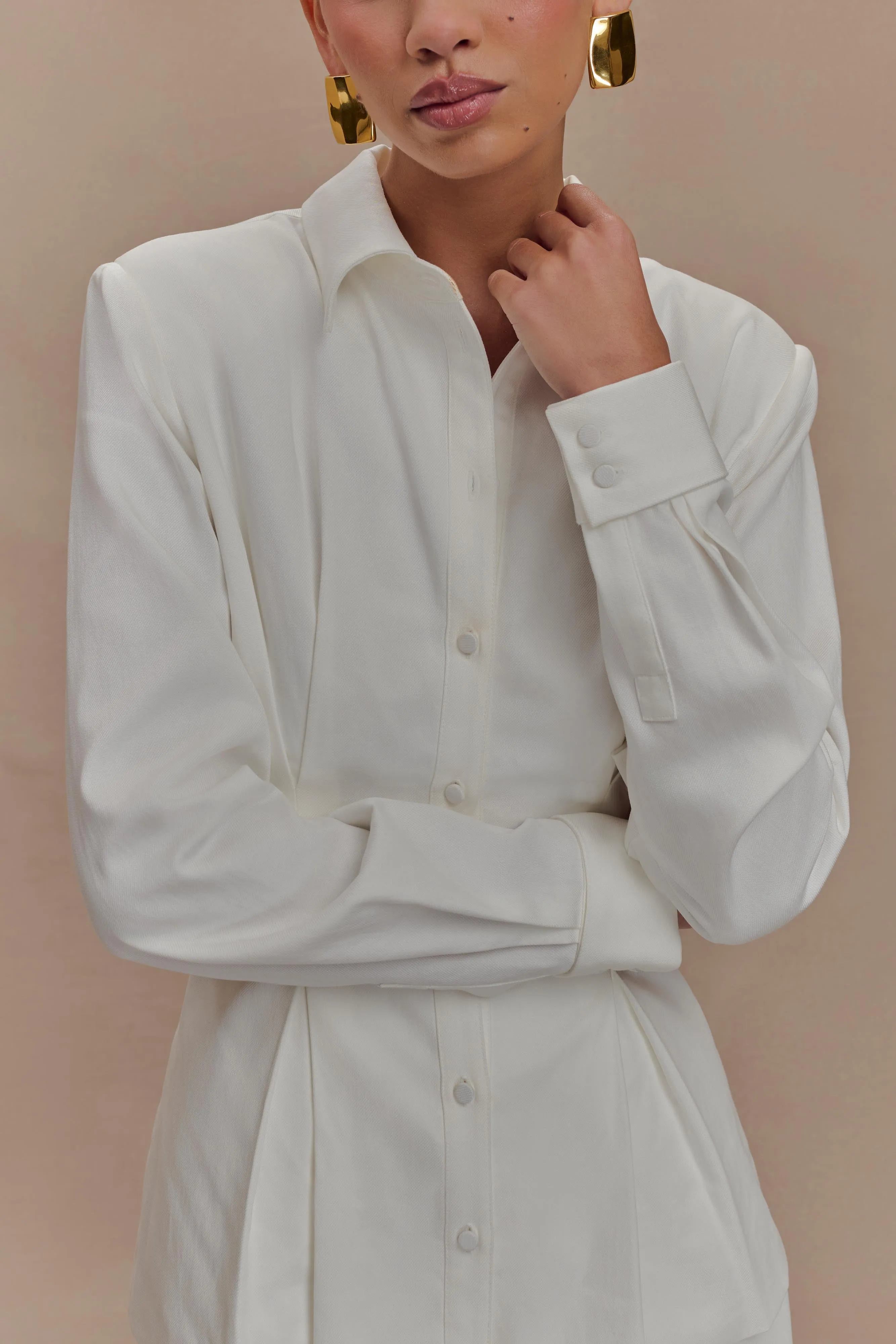 Rhia Oversized Shirt - White sold by Meshki product image thumbnail 5