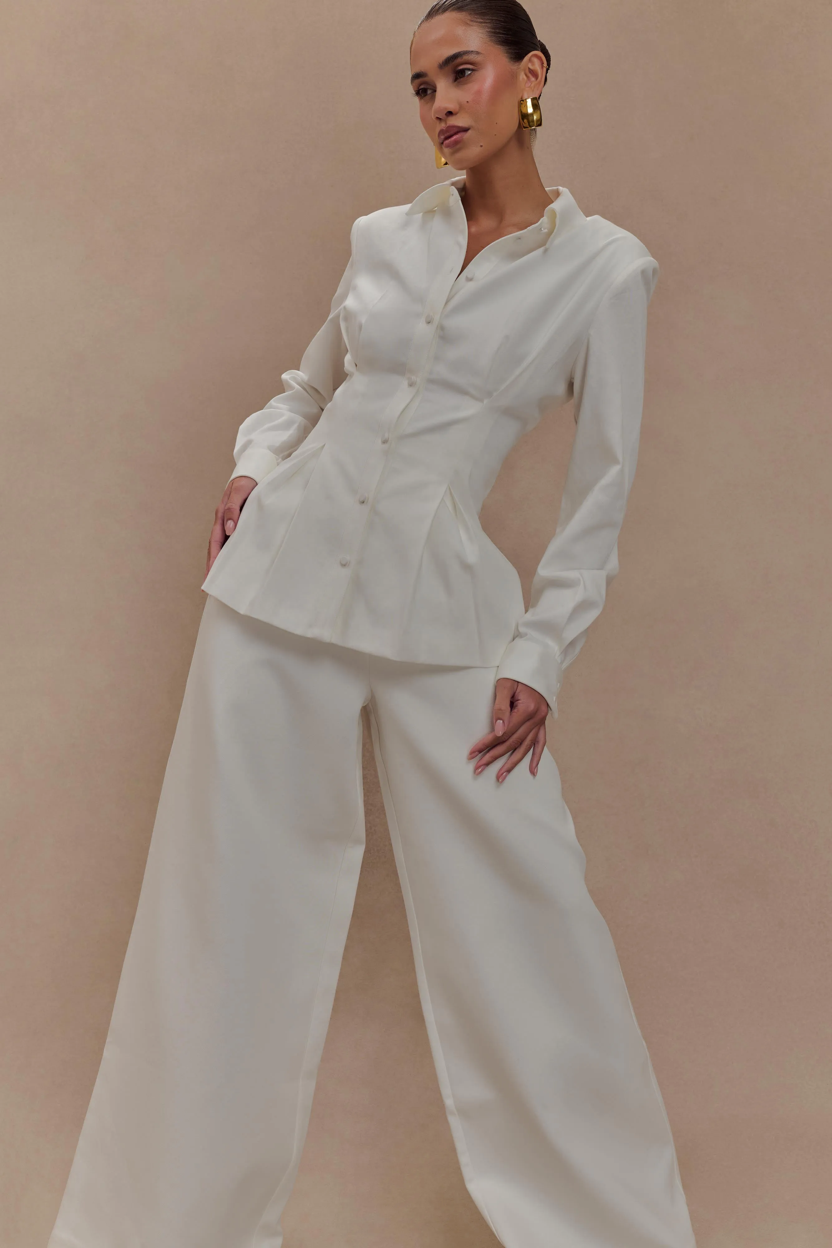 Silas High Waist Pants - White sold by Meshki product image thumbnail 4