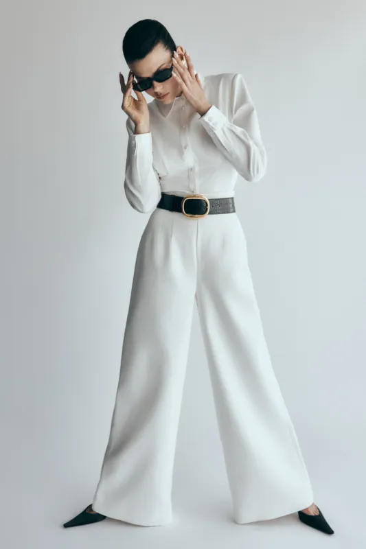Silas High Waist Pants - White sold by Meshki