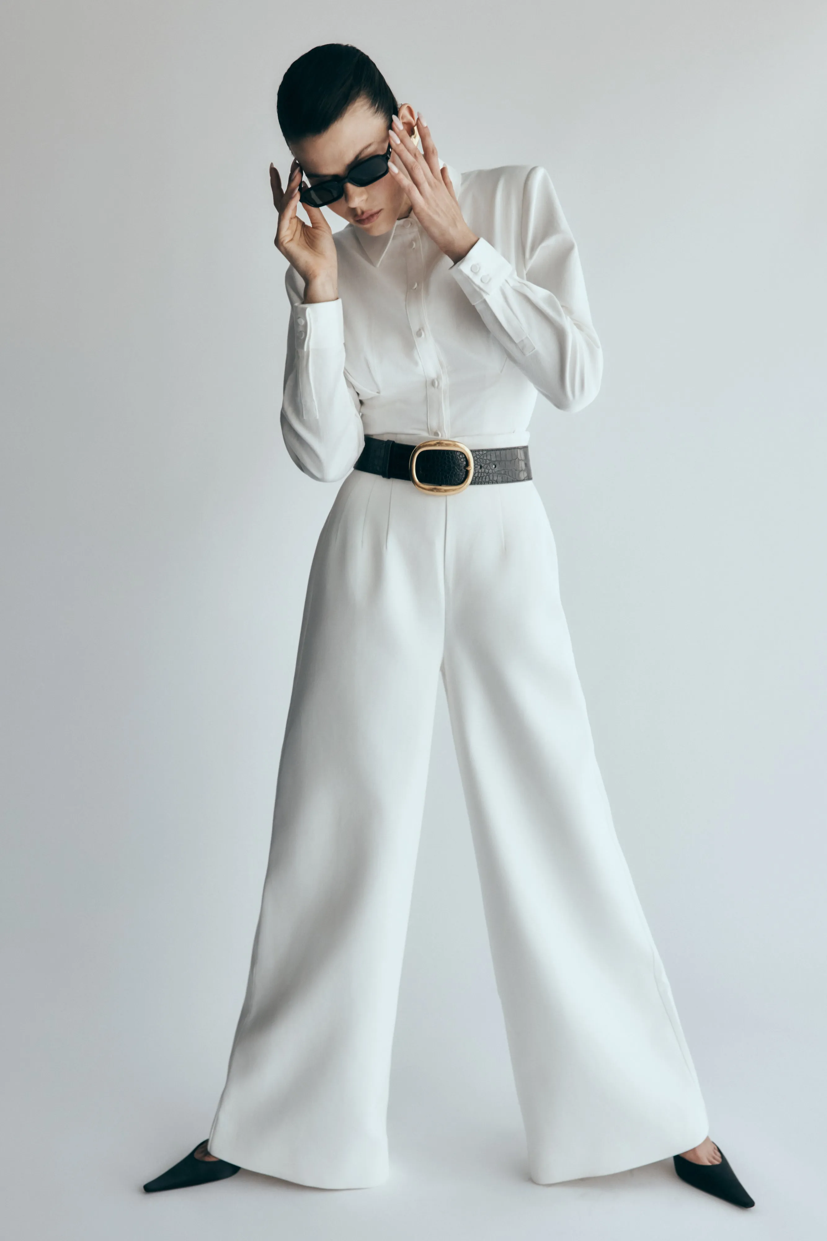 Silas High Waist Pants - White sold by Meshki