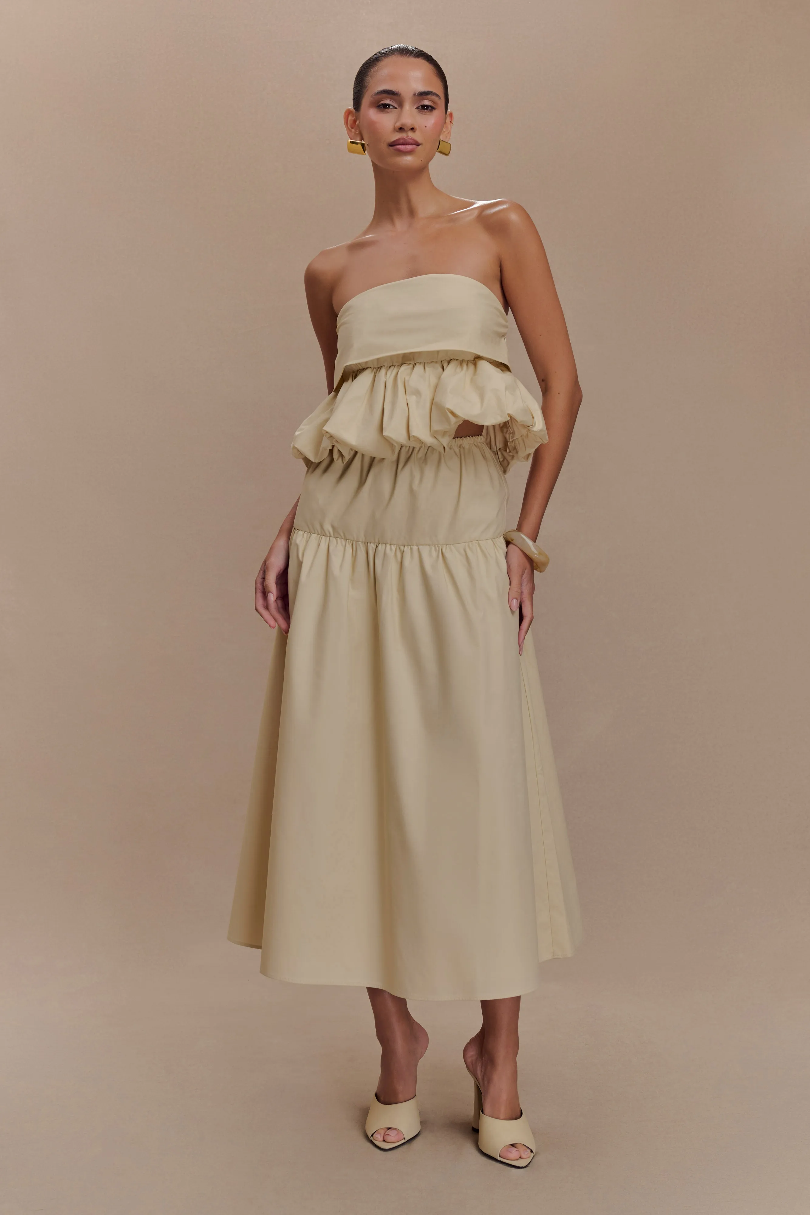 Amirah Strapless Bubble Crop Top - Nude sold by Meshki product image thumbnail 5