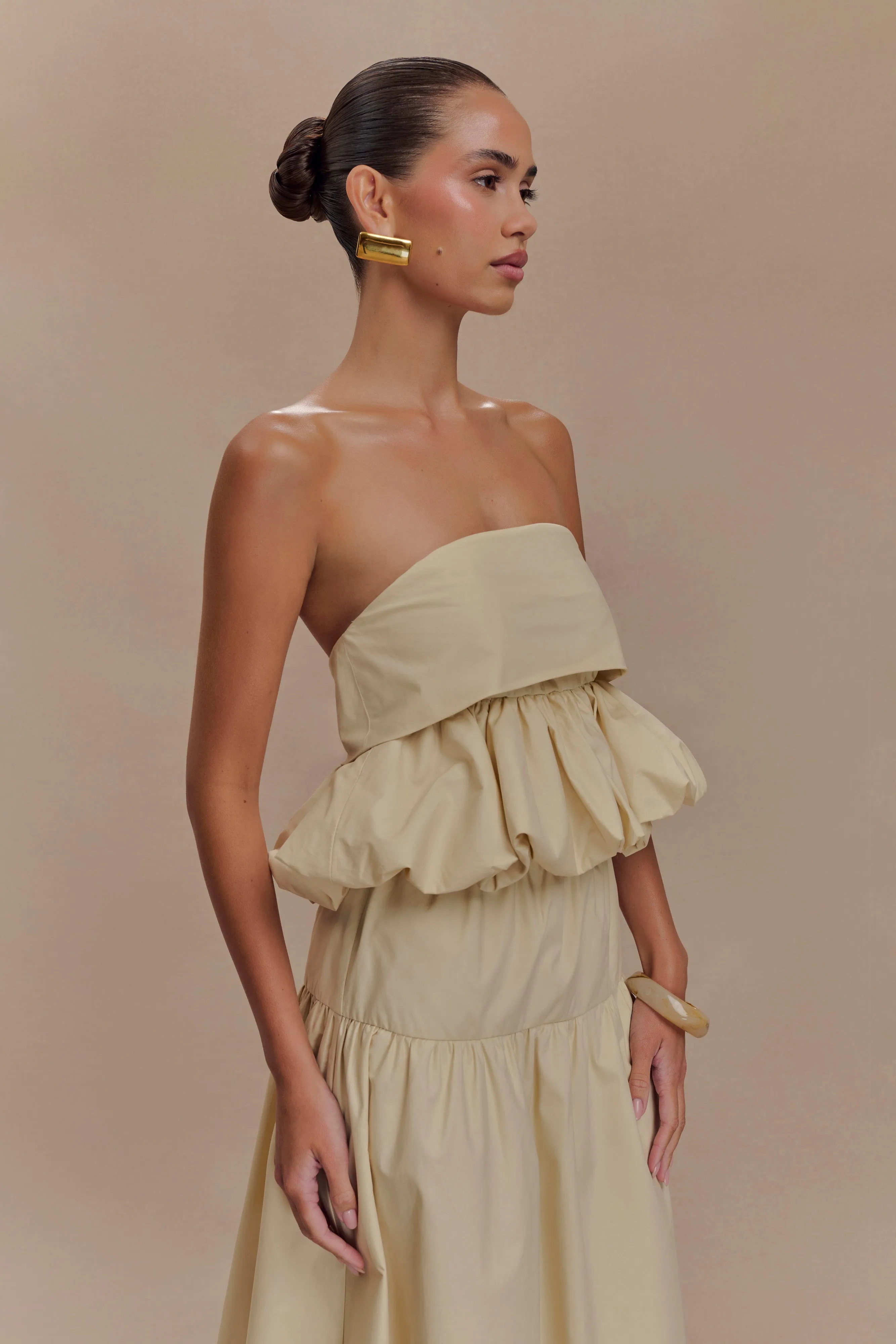 Amirah Strapless Bubble Crop Top - Nude sold by Meshki product image thumbnail 3