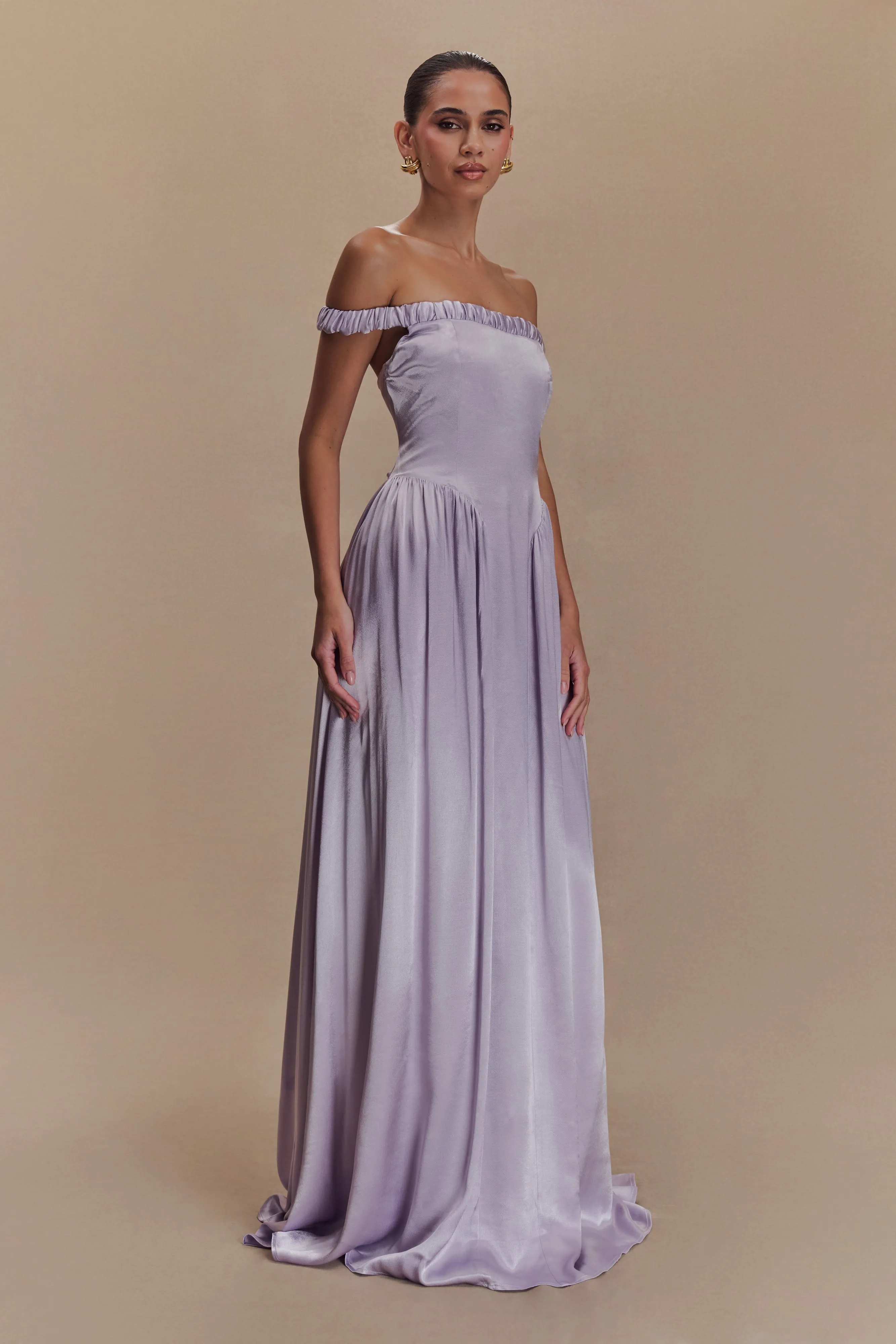 Coco Dropped Waist Maxi Dress - Lilac sold by Meshki product image thumbnail 4