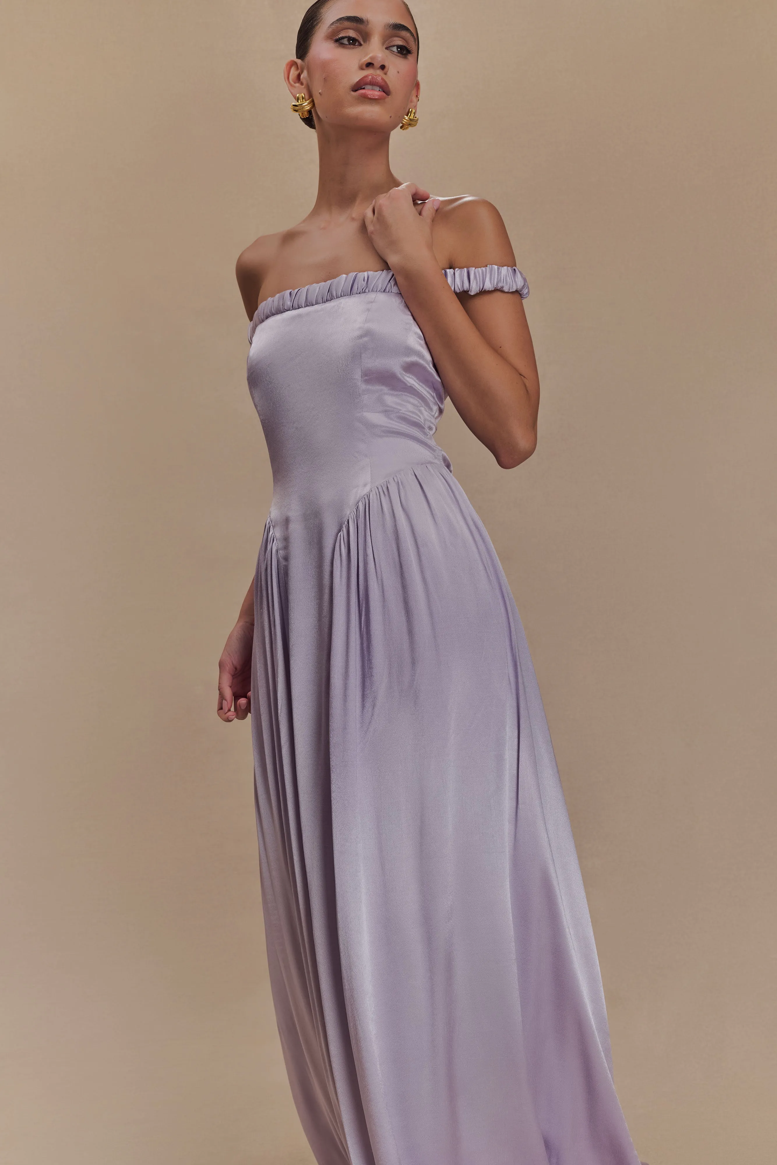 Coco Dropped Waist Maxi Dress - Lilac sold by Meshki product image thumbnail 5