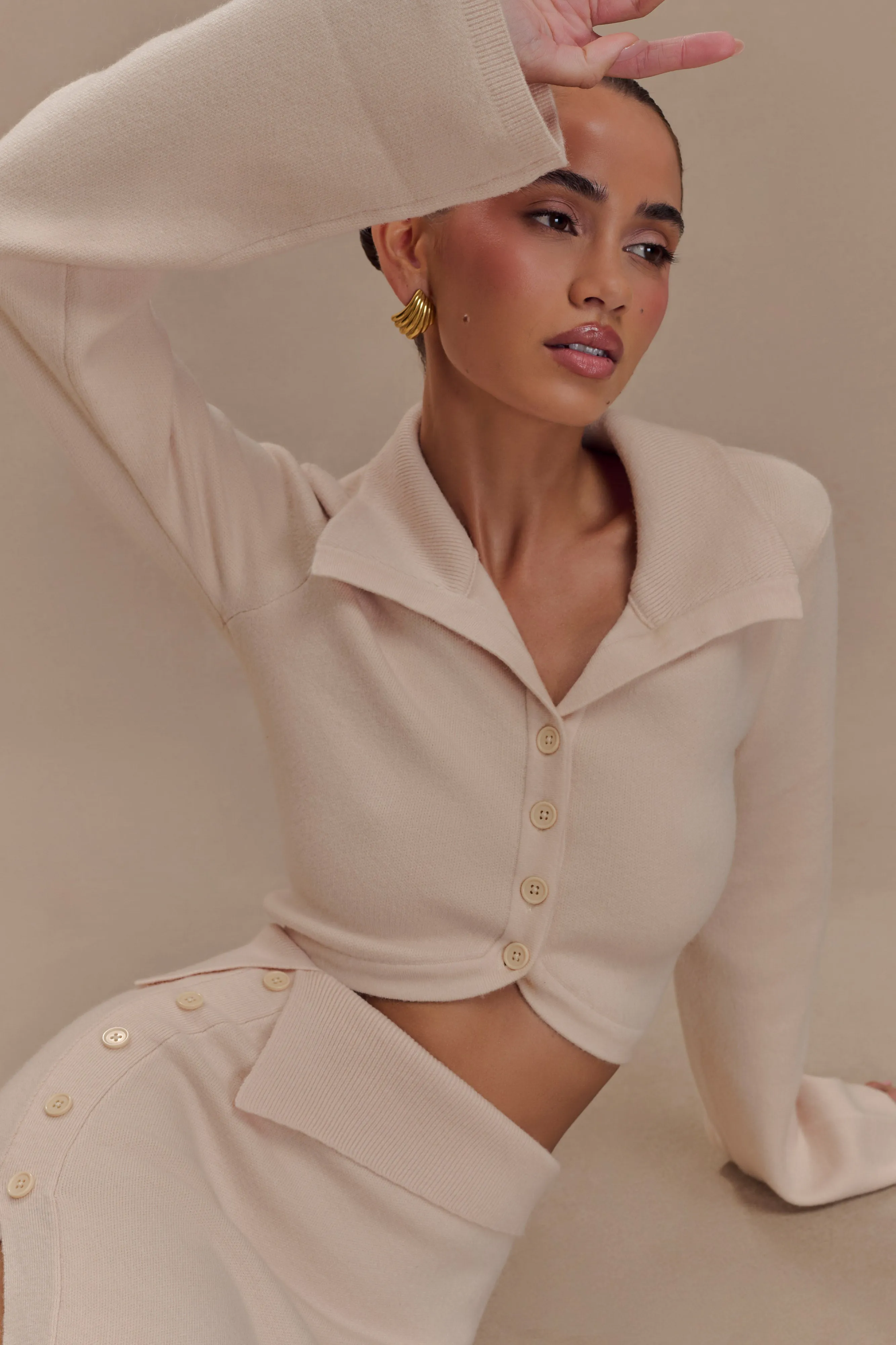 Annabelle Knit Curved Hem Cardigan - Cream sold by Meshki product image thumbnail 3