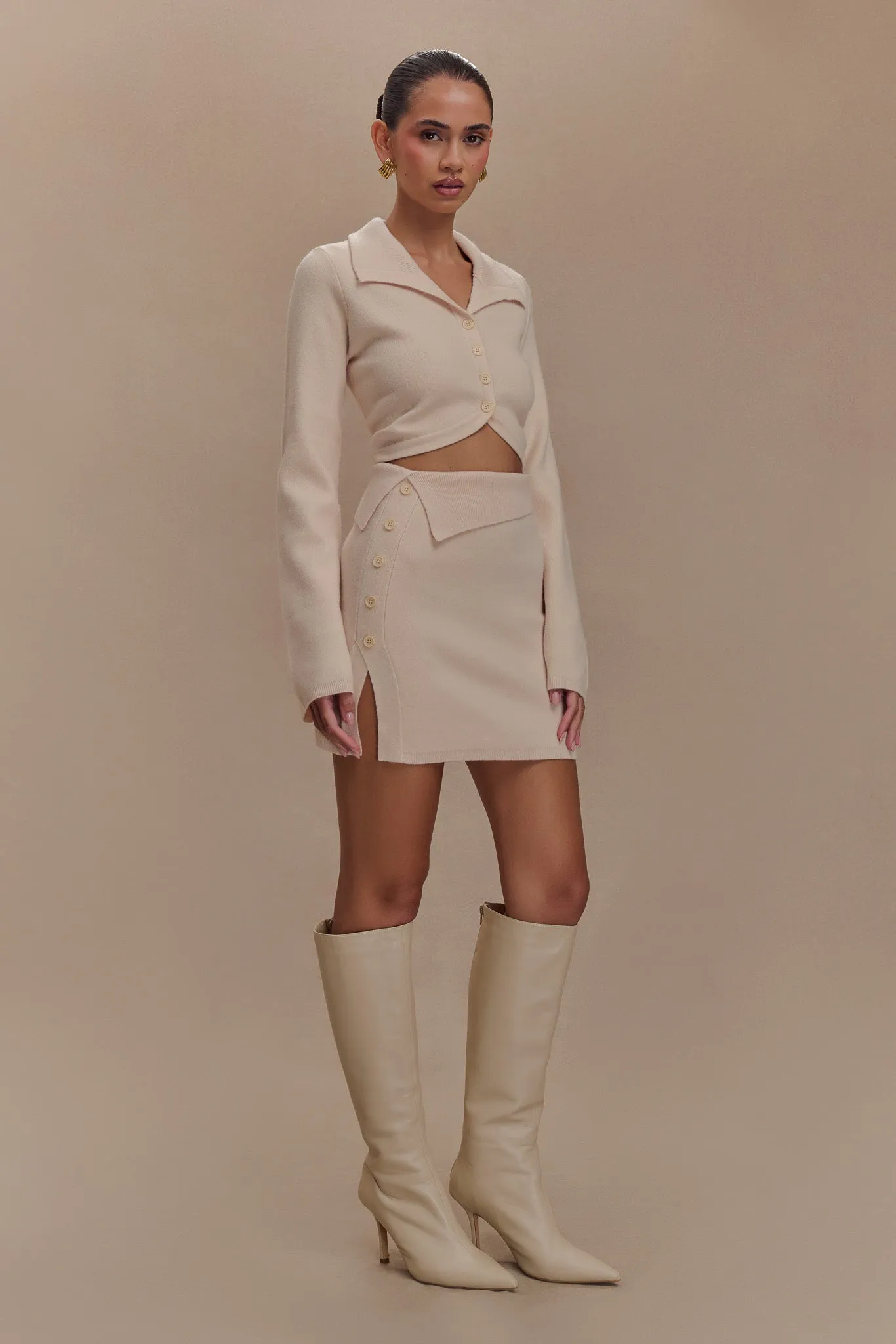 Annabelle Knit Mini Skirt - Cream sold by Meshki product image thumbnail 3