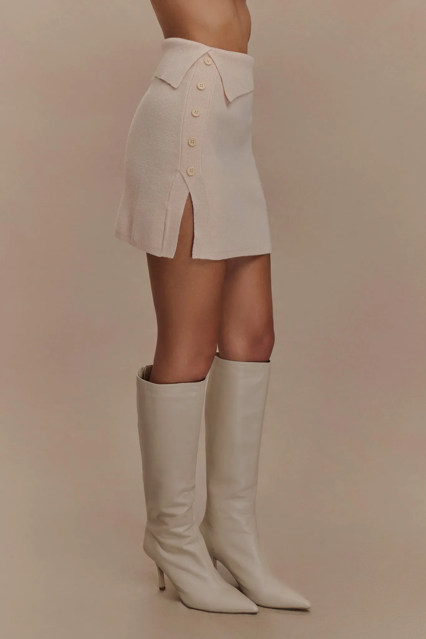 Annabelle Knit Mini Skirt - Cream sold by Meshki product image thumbnail 5