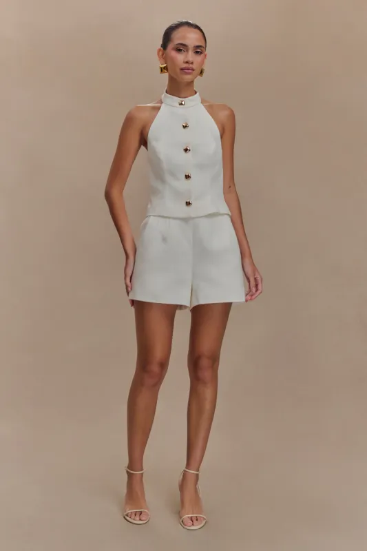 Tiara Halter Neck Suiting Top - White sold by Meshki