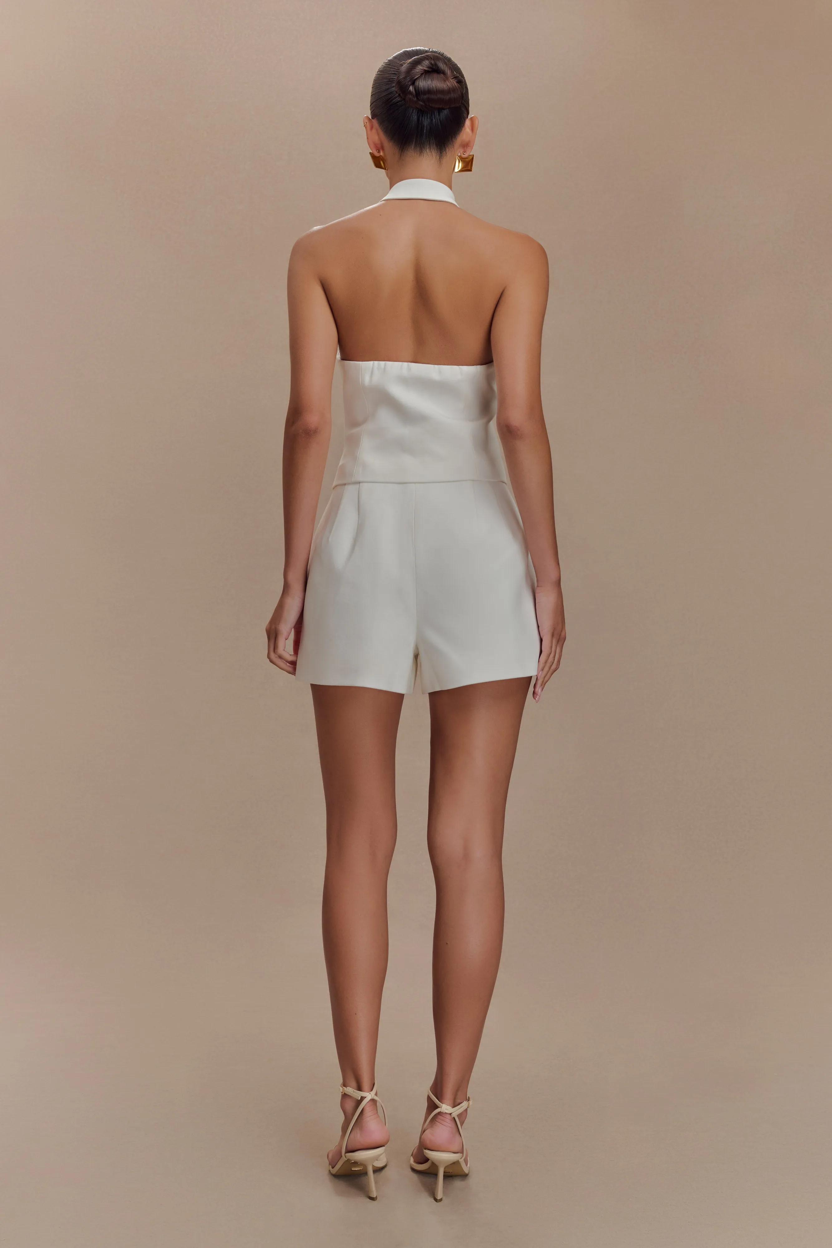 Tiara Halter Neck Suiting Top - White sold by Meshki product image thumbnail 2