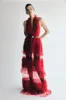 Minka Mesh Ruffle Halter Maxi Dress - Red sold by Meshki