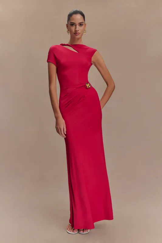 Kaida Slinky Maxi Dress With Hardware - Fuchsia Pink sold by Meshki