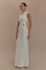 Kaida Slinky Maxi Dress With Hardware - Ivory sold by Meshki