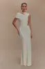 Kaida Slinky Maxi Dress With Hardware - Ivory sold by Meshki