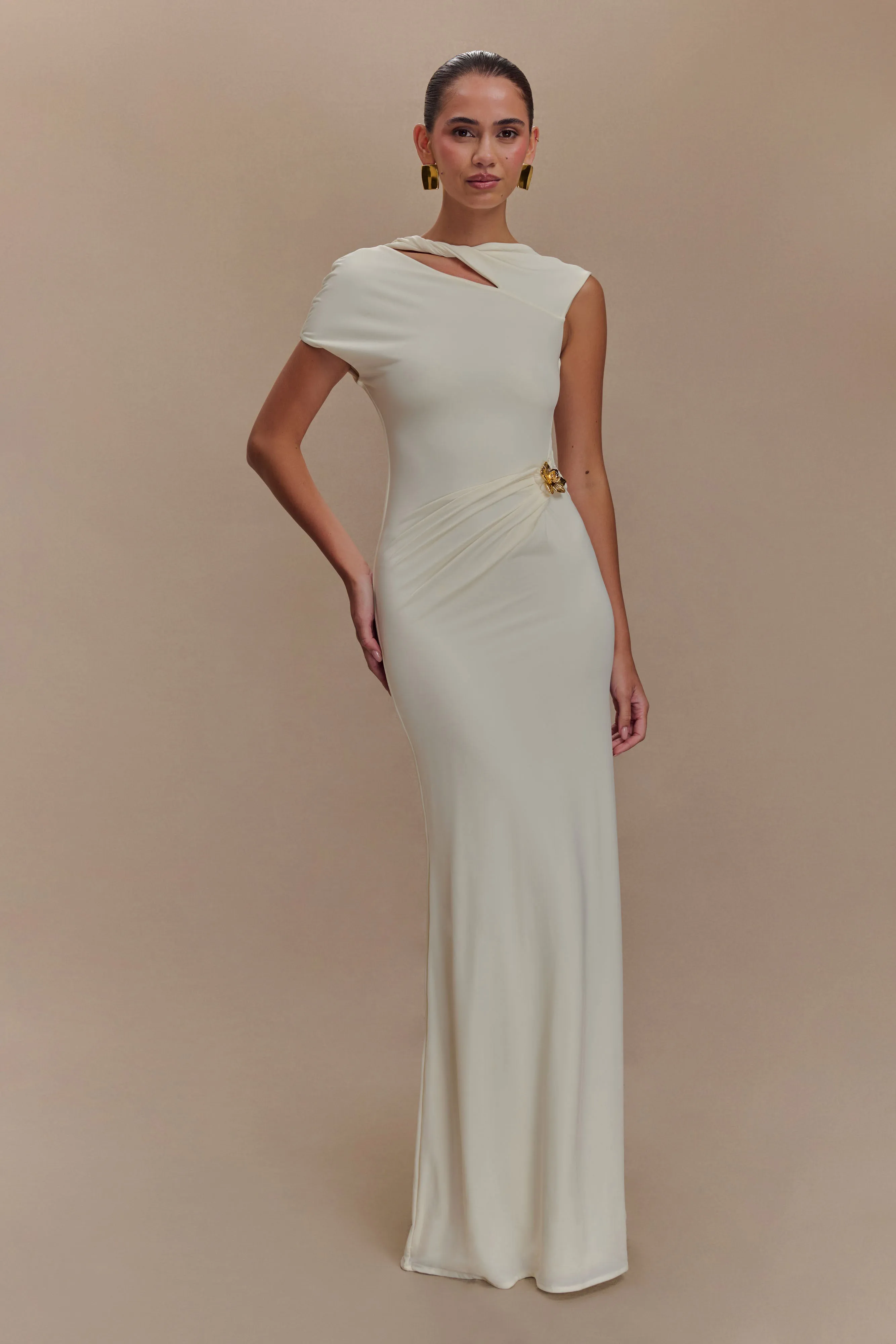 Kaida Slinky Maxi Dress With Hardware - Ivory sold by Meshki product image thumbnail 5