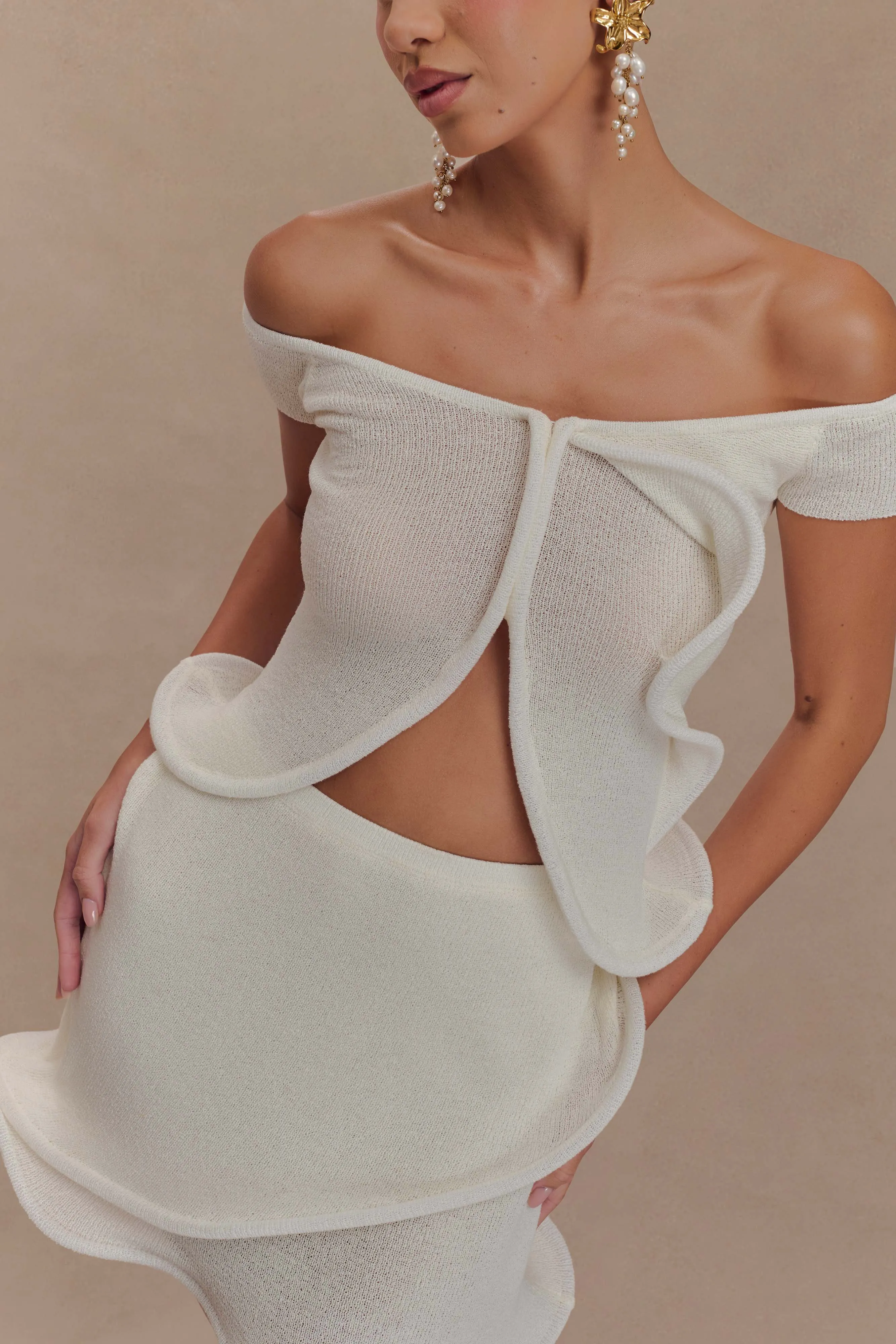 Haisley Knit Mini Skirt - Ivory sold by Meshki product image thumbnail 3