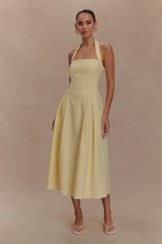 Juana Halter Midi Dress - Lemon sold by Meshki