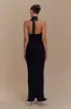 Melodie Halter Knit Maxi Dress - Black/White sold by Meshki