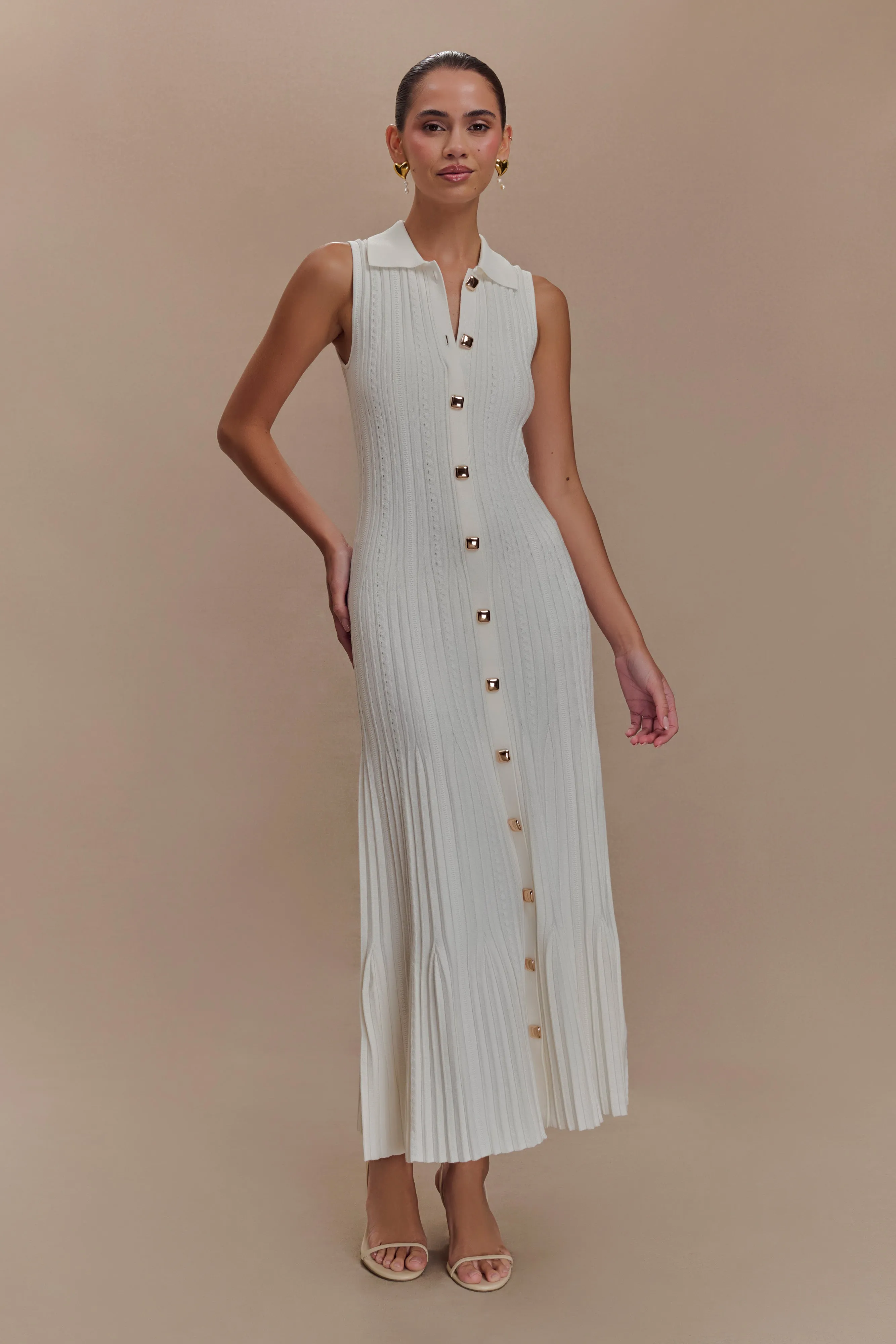 Margie Sleeveless Knit Midi Dress - White sold by Meshki