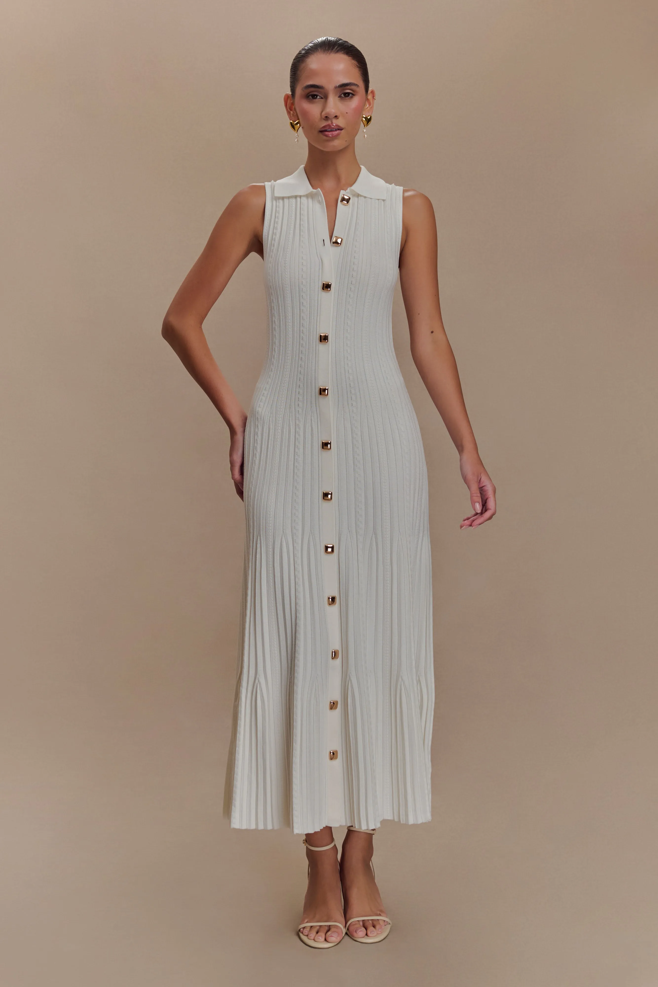 Margie Sleeveless Knit Midi Dress - White sold by Meshki product image thumbnail 5