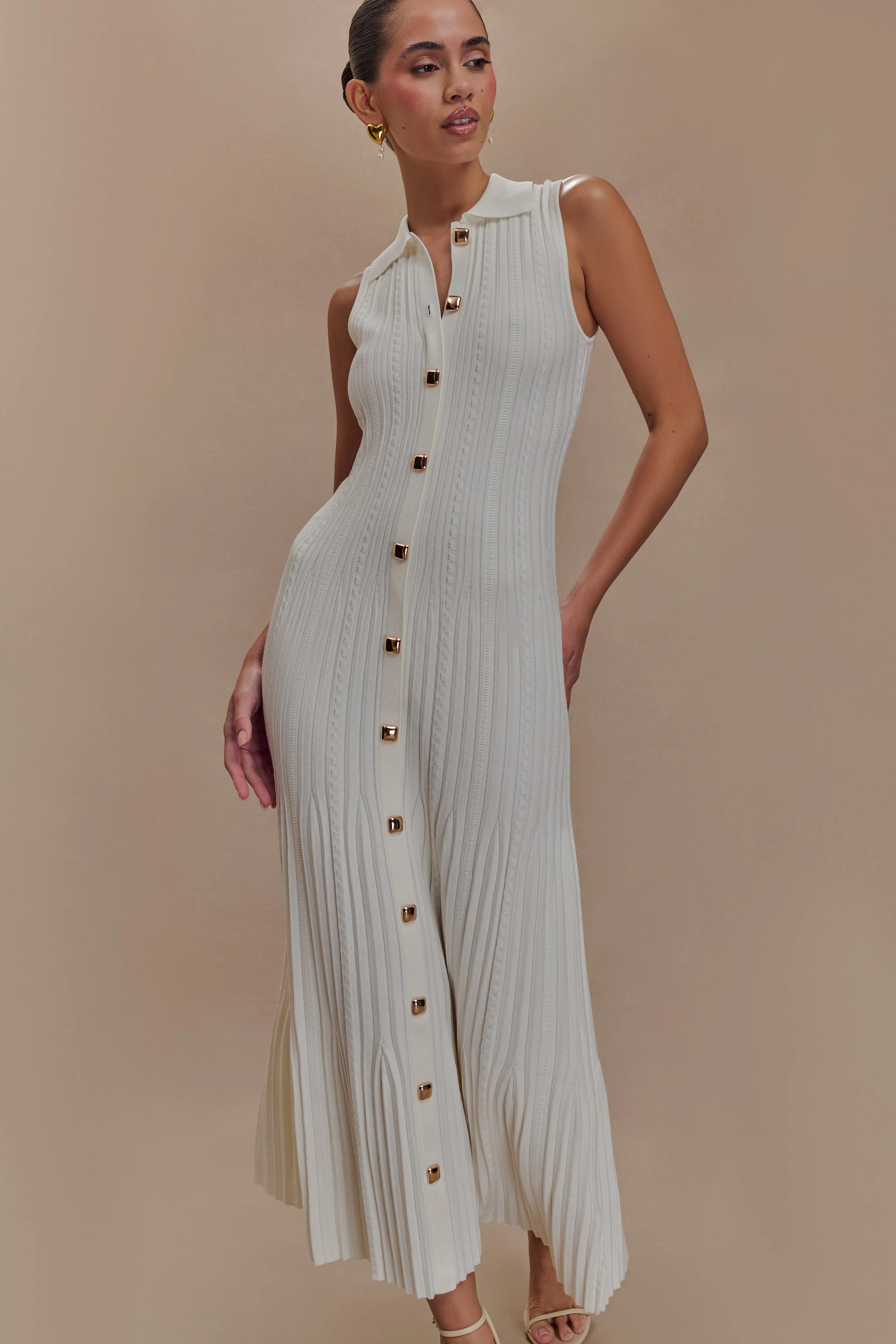 Margie Sleeveless Knit Midi Dress - White sold by Meshki product image thumbnail 4