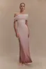 Cassandra Off Shoulder Slinky Maxi Dress - Neutral Ombre sold by Meshki