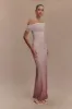 Cassandra Off Shoulder Slinky Maxi Dress - Neutral Ombre sold by Meshki