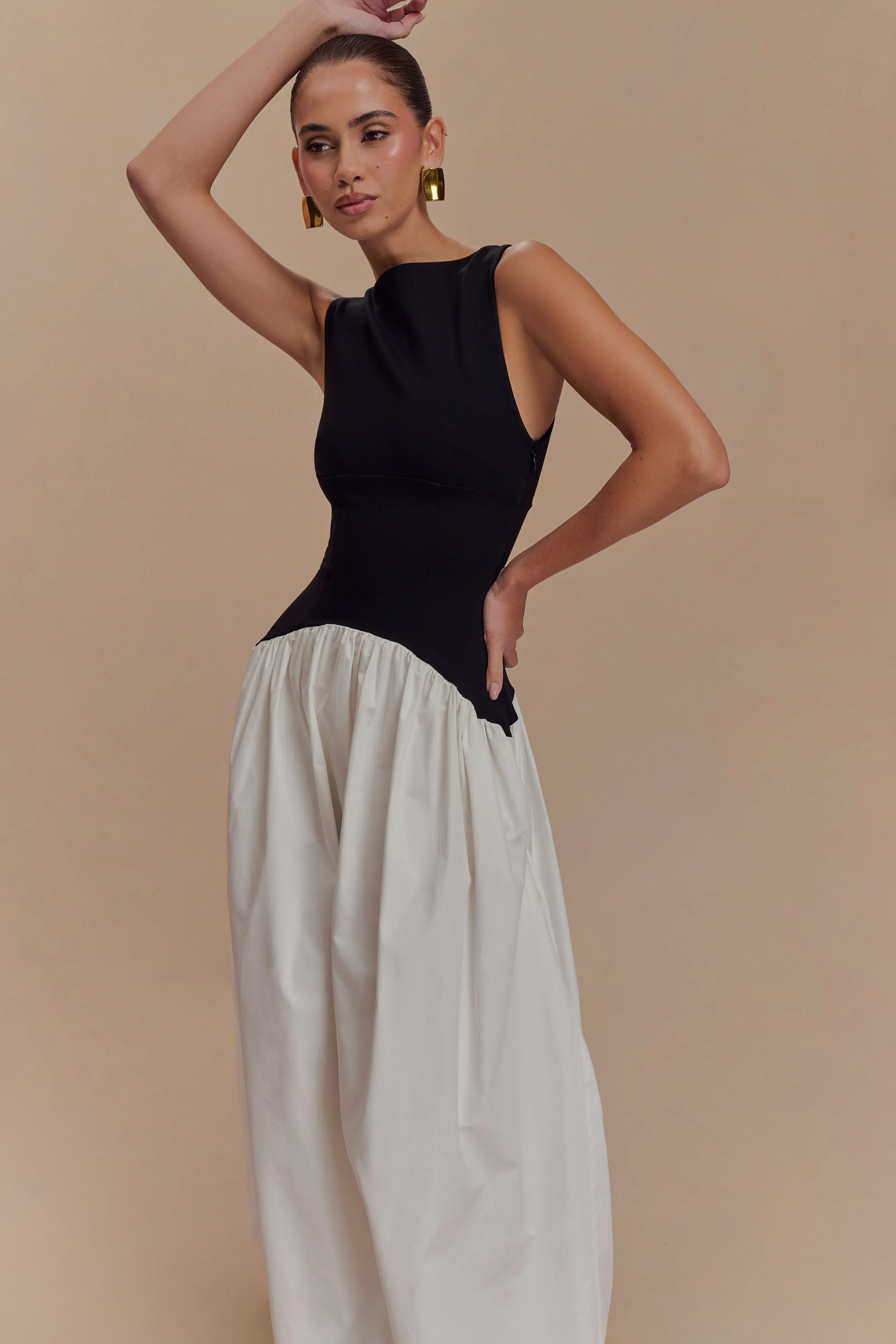 Acacia Contrast Sleeveless Maxi Dress - Black/White sold by Meshki product image thumbnail 3