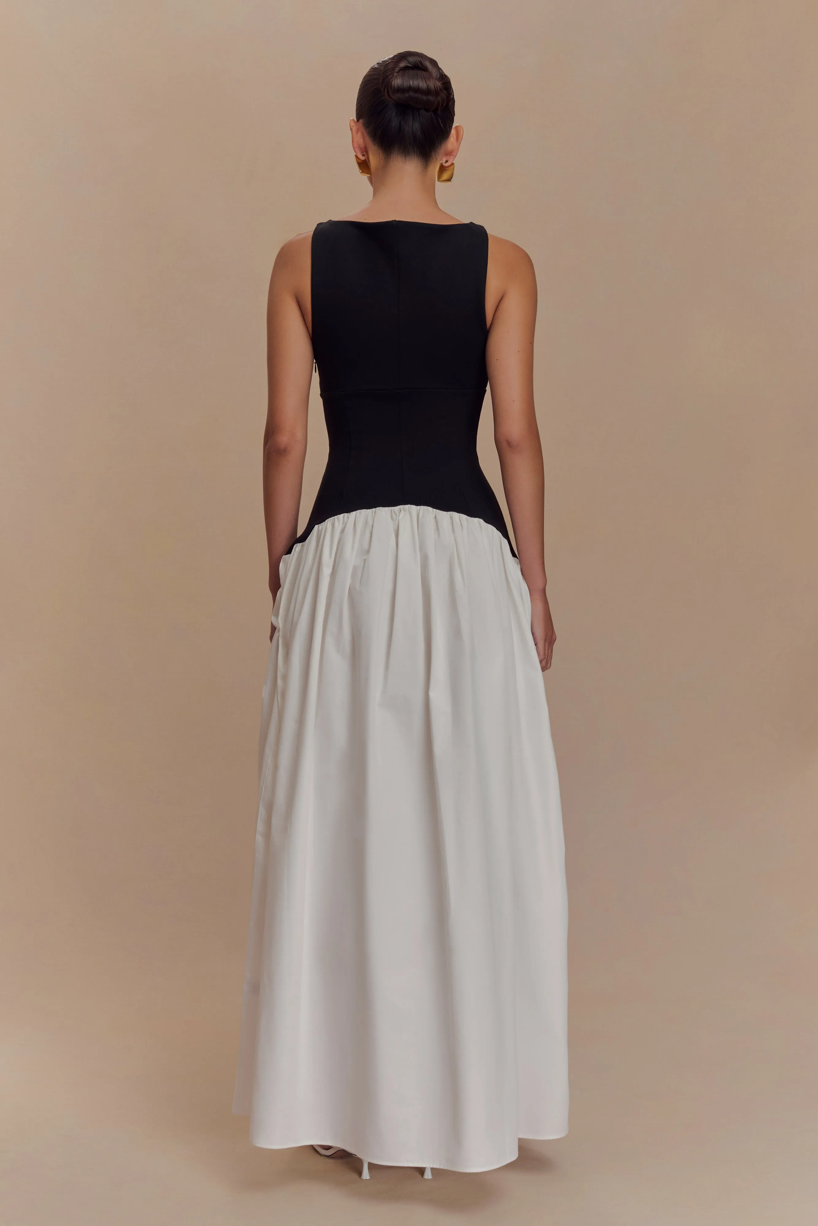 Acacia Contrast Sleeveless Maxi Dress - Black/White sold by Meshki product image thumbnail 2