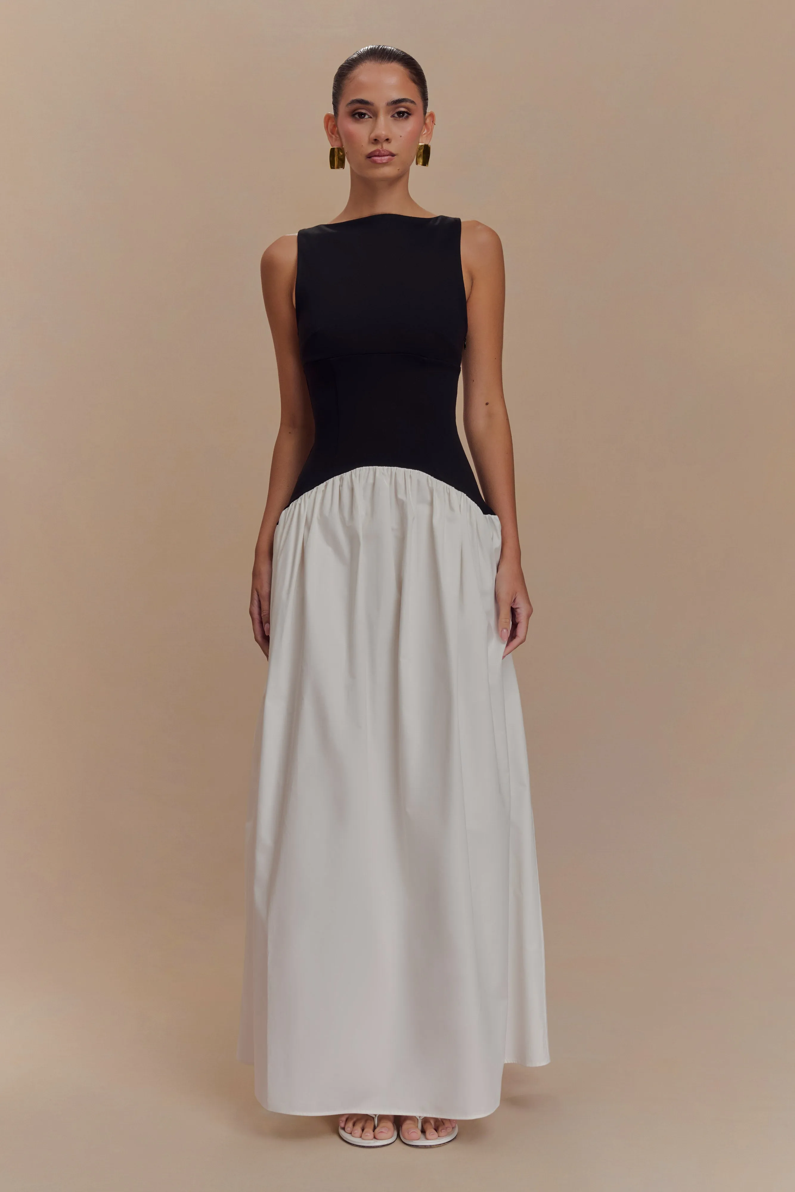 Acacia Contrast Sleeveless Maxi Dress - Black/White sold by Meshki product image thumbnail 5