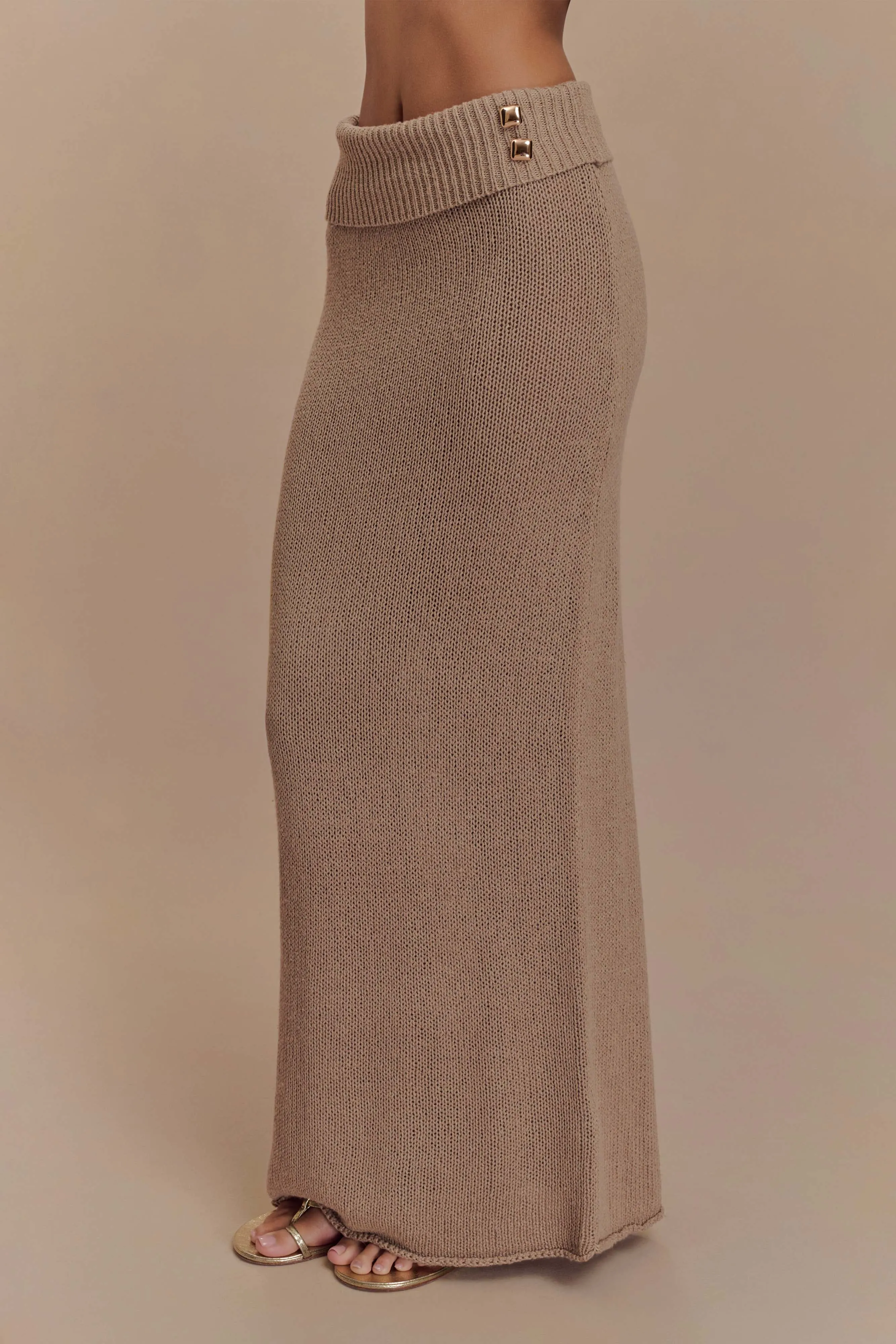 Sloane Knit Maxi Skirt - Latte sold by Meshki product image thumbnail 5