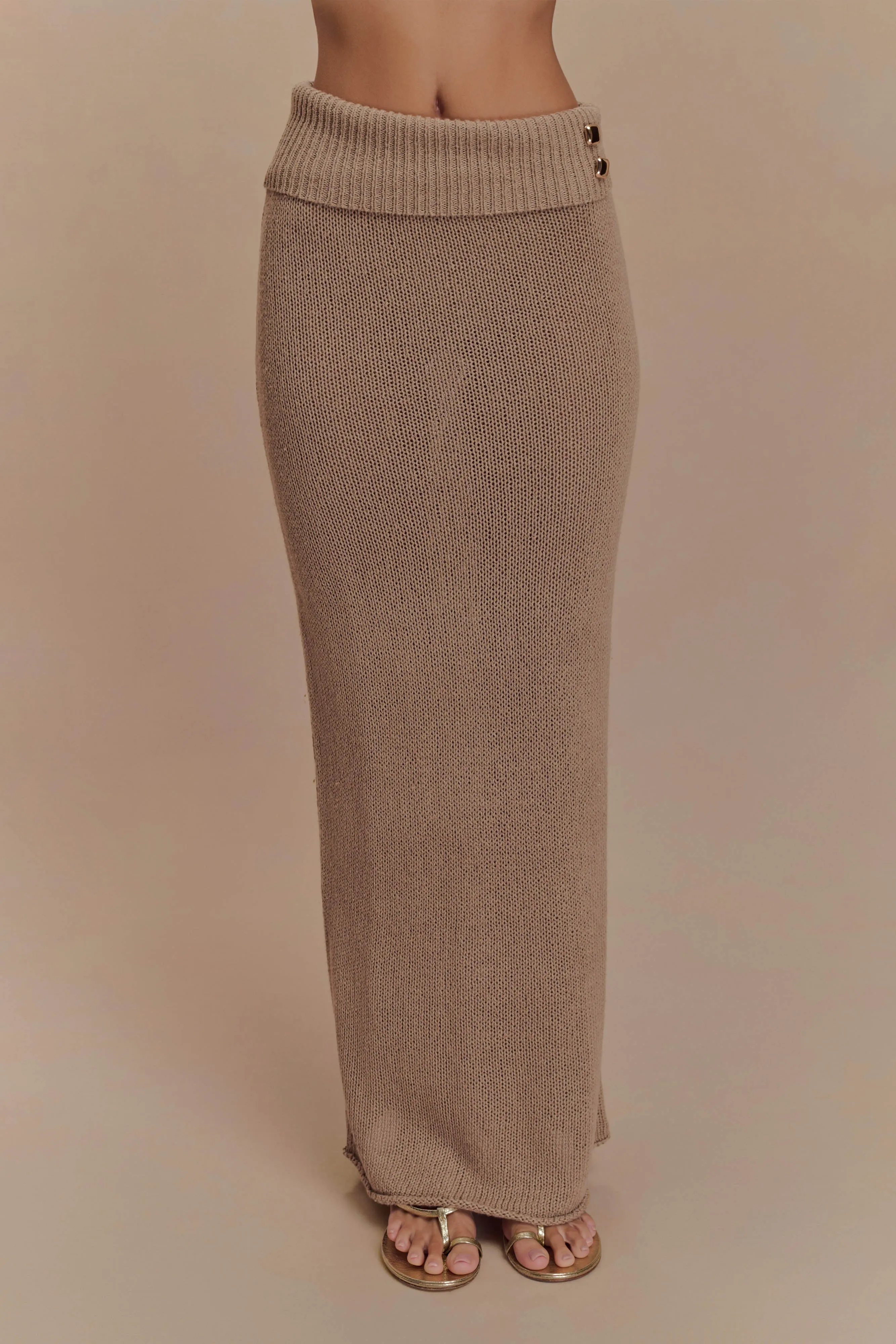 Sloane Knit Maxi Skirt - Latte sold by Meshki product image thumbnail 4