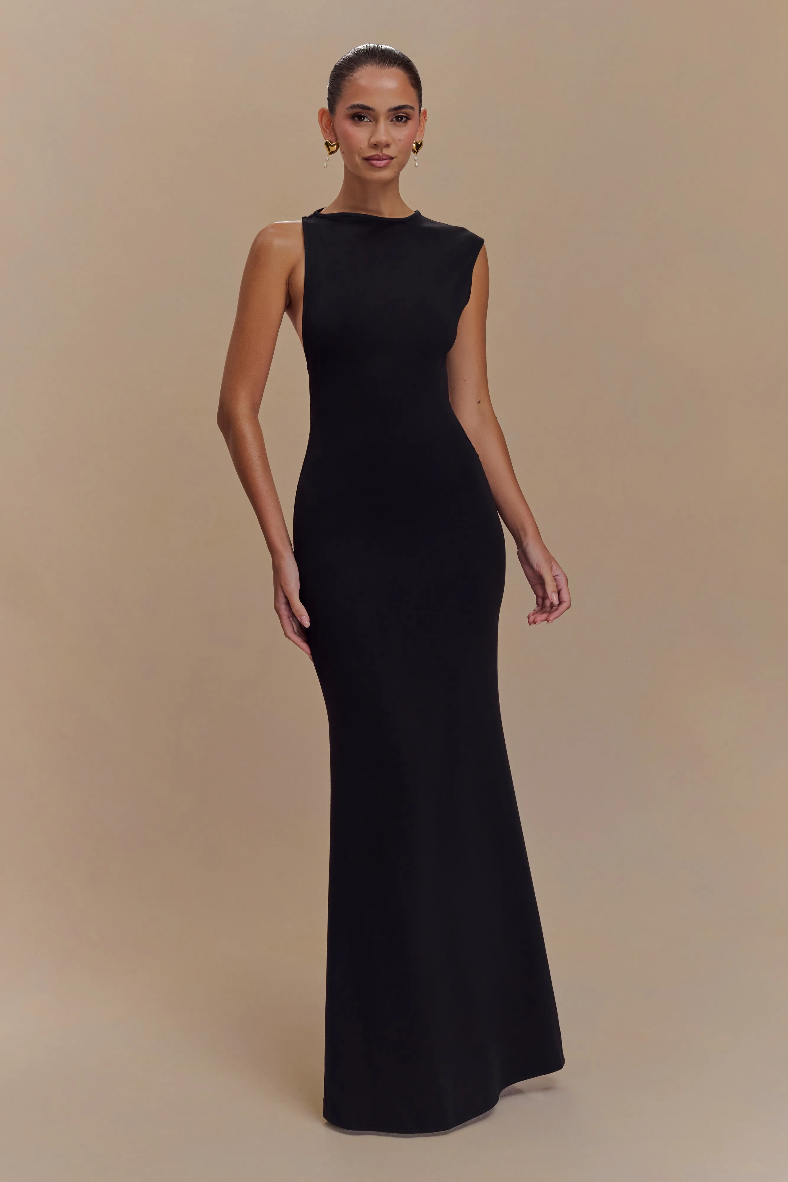 Katerina Scuba Jersey Cut Out Maxi Dress - Black sold by Meshki product image thumbnail 2