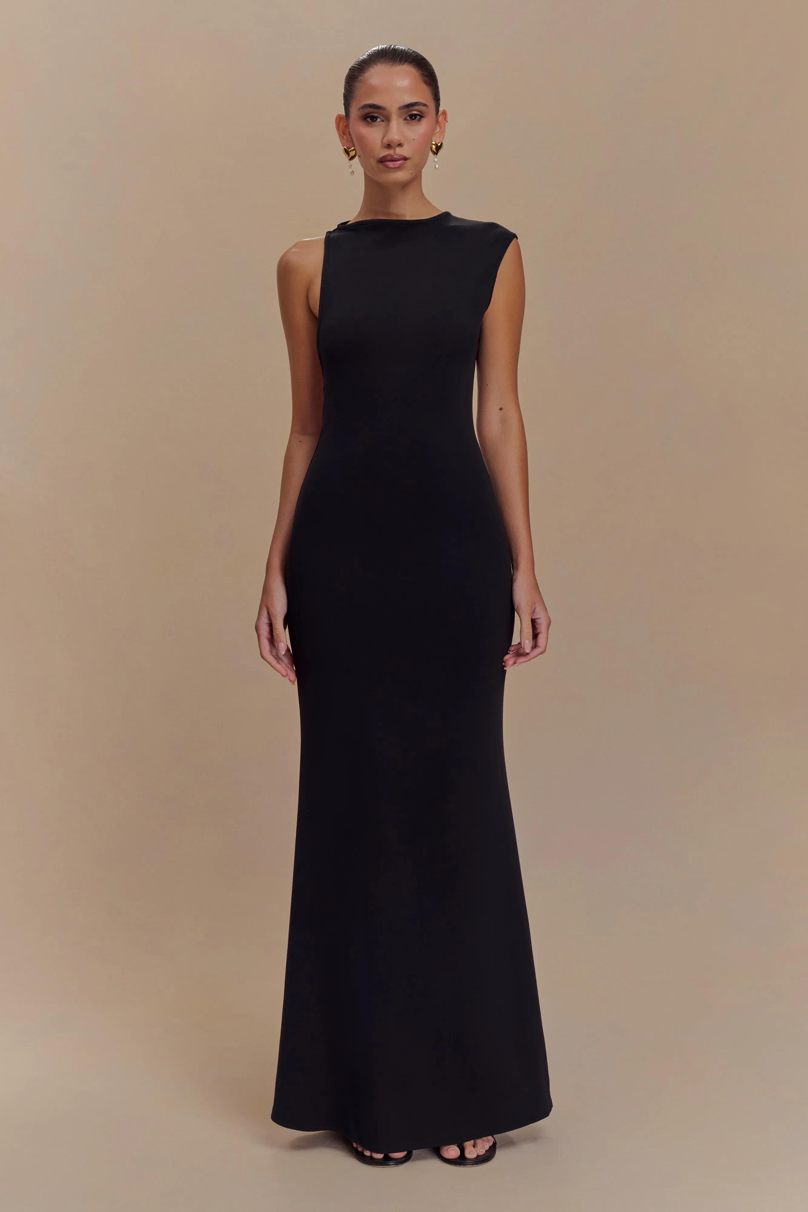 Katerina Scuba Jersey Cut Out Maxi Dress - Black sold by Meshki product image thumbnail 5