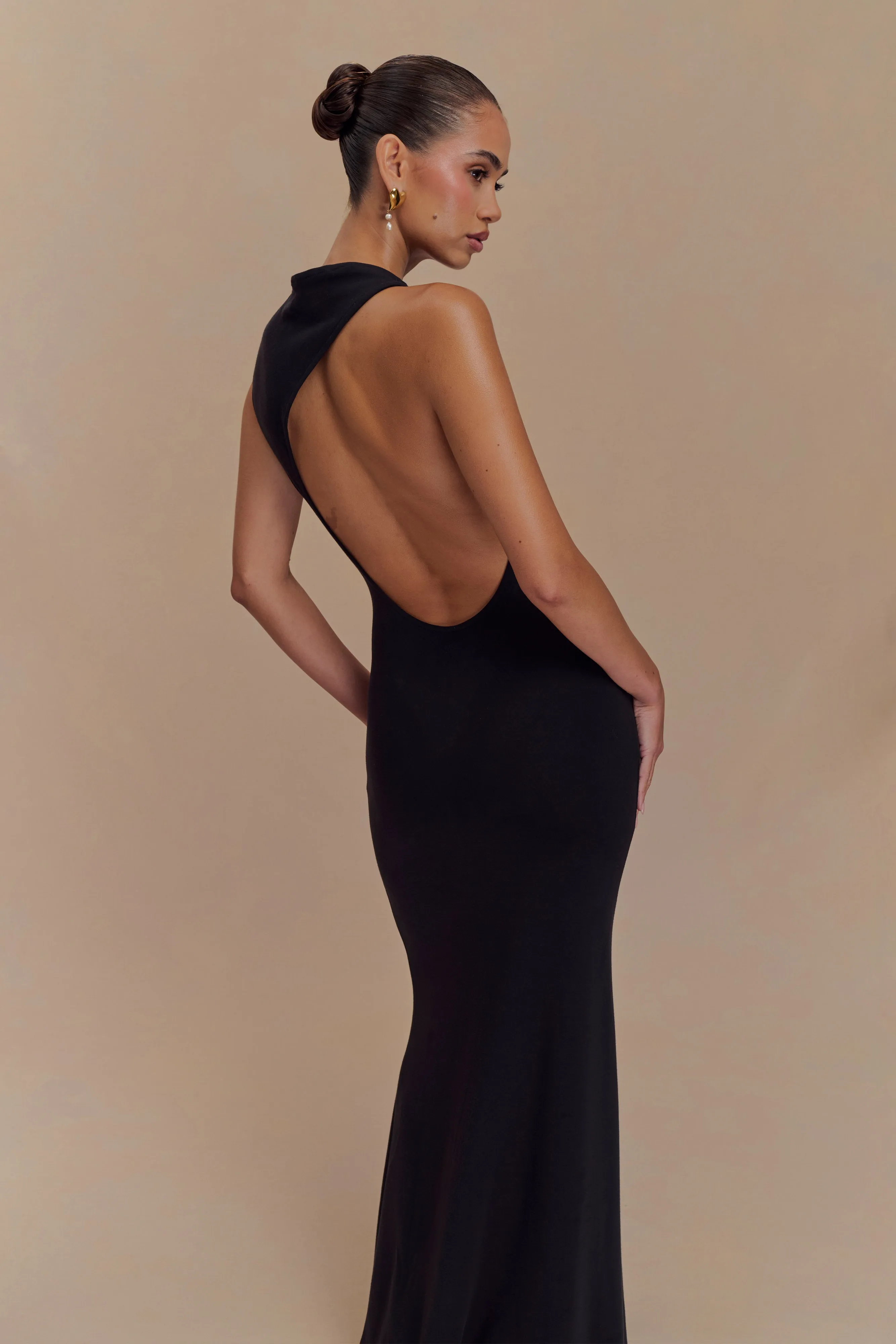 Katerina Scuba Jersey Cut Out Maxi Dress - Black sold by Meshki product image thumbnail 3