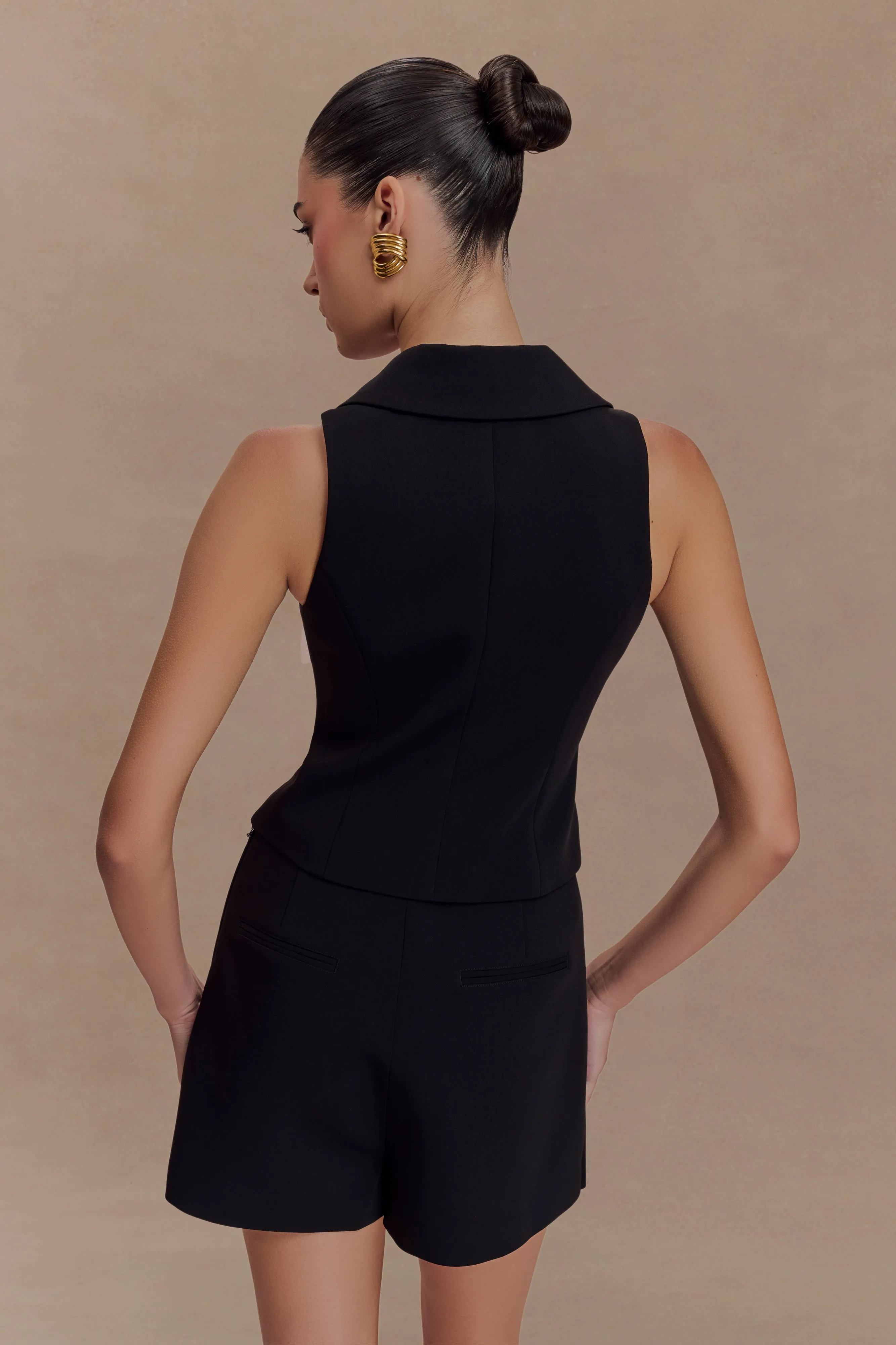 Alix Mixed Button Vest - Black sold by Meshki product image thumbnail 2