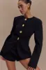 Asia Mixed Button Blazer - Black sold by Meshki