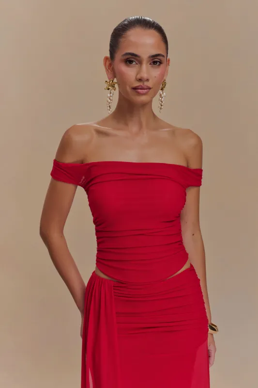 Brooklyn Mesh Crop Top - Ruby sold by Meshki