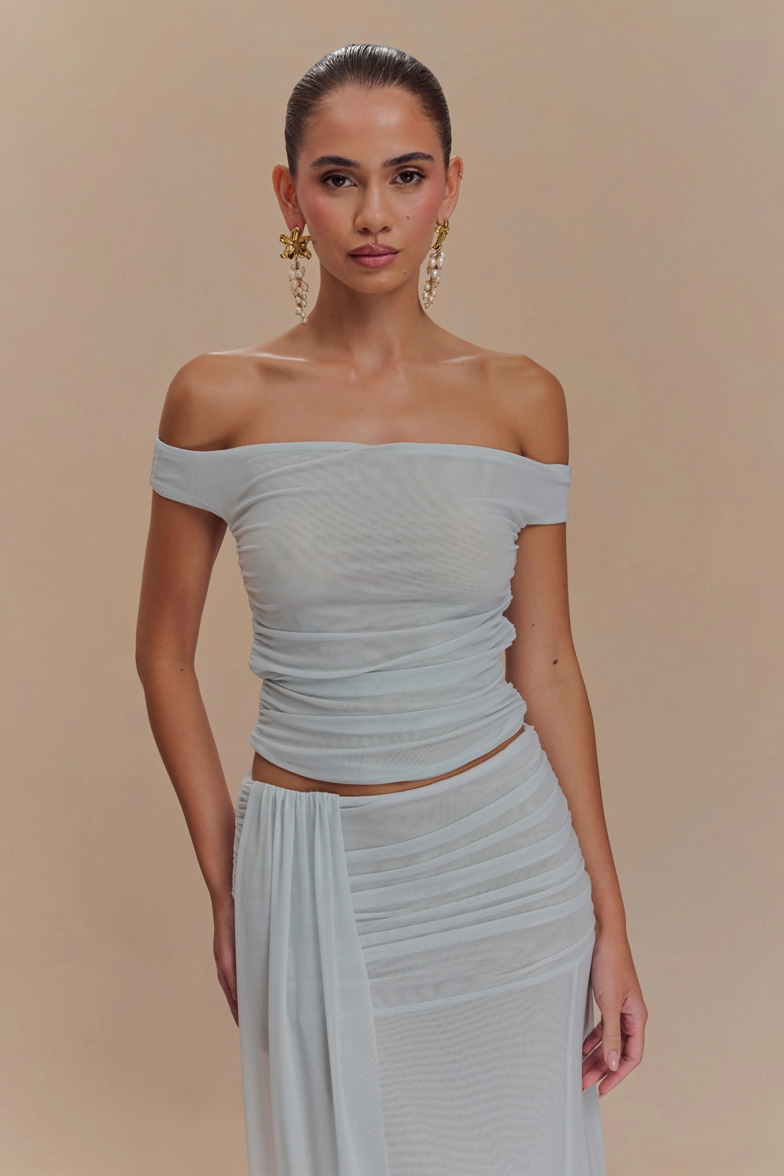 Brooklyn Mesh Crop Top - Pale Blue sold by Meshki