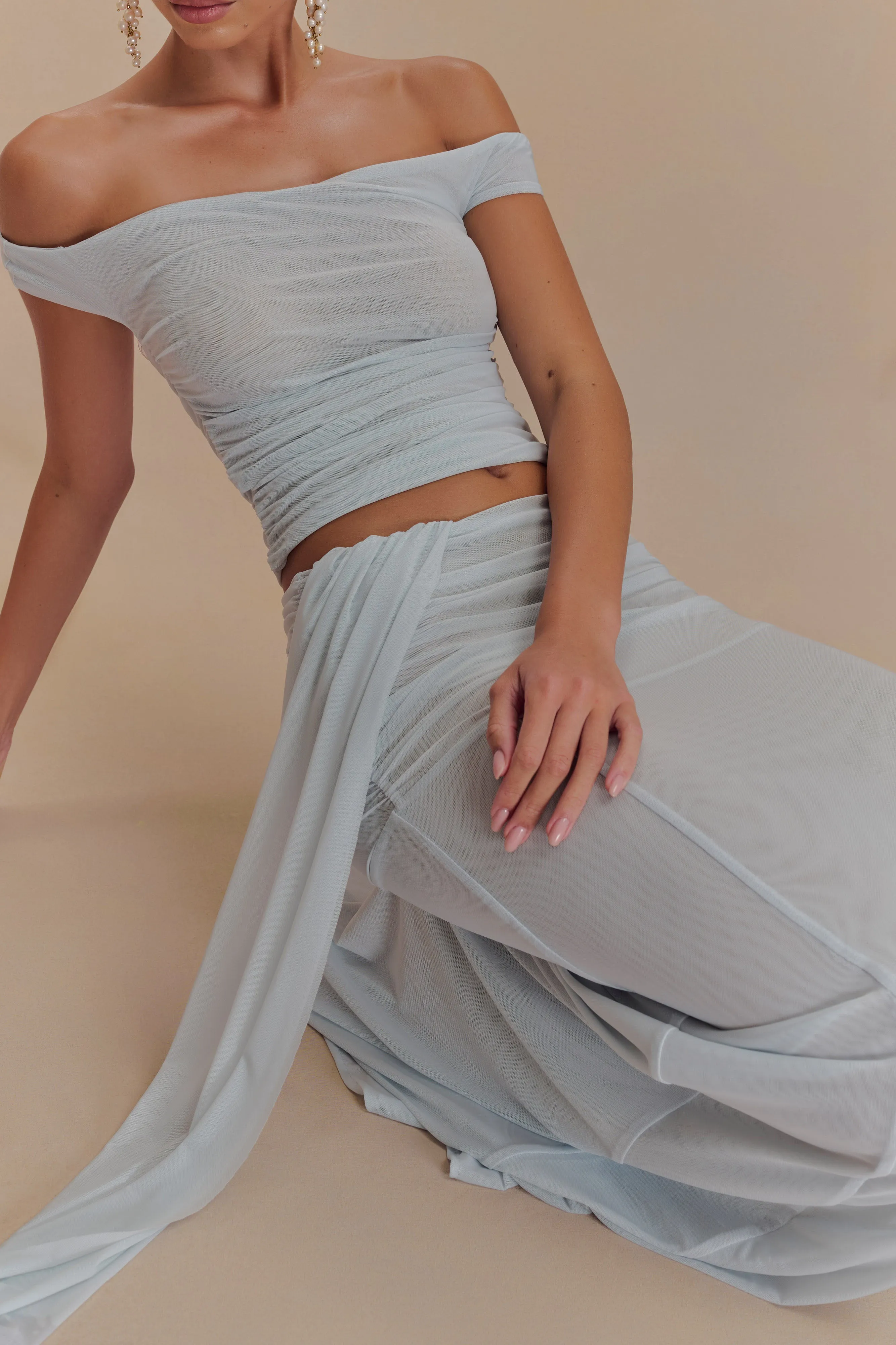 Brooklyn Mesh Crop Top - Pale Blue sold by Meshki product image thumbnail 3
