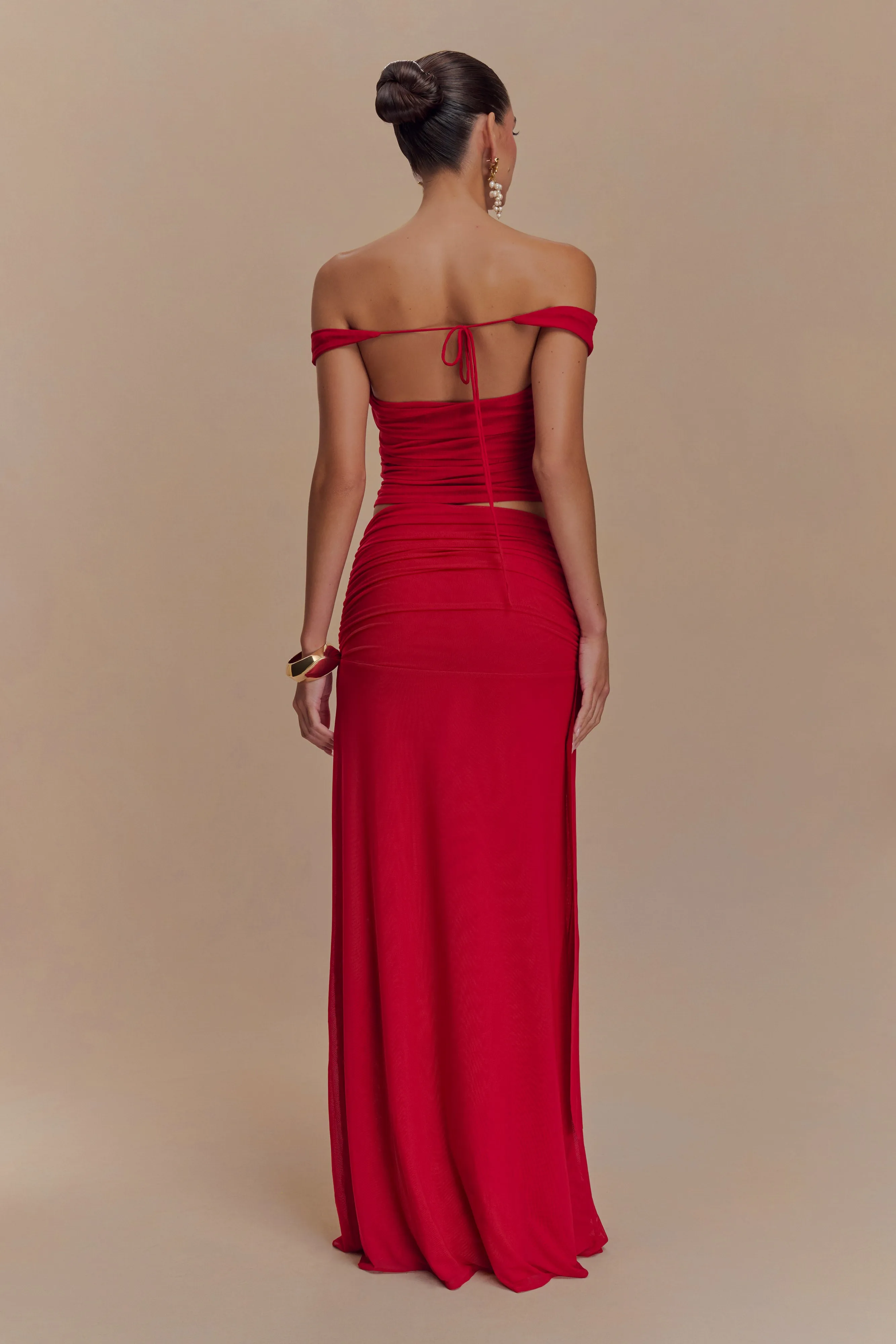 Arna Mesh Maxi Skirt - Ruby sold by Meshki product image thumbnail 2