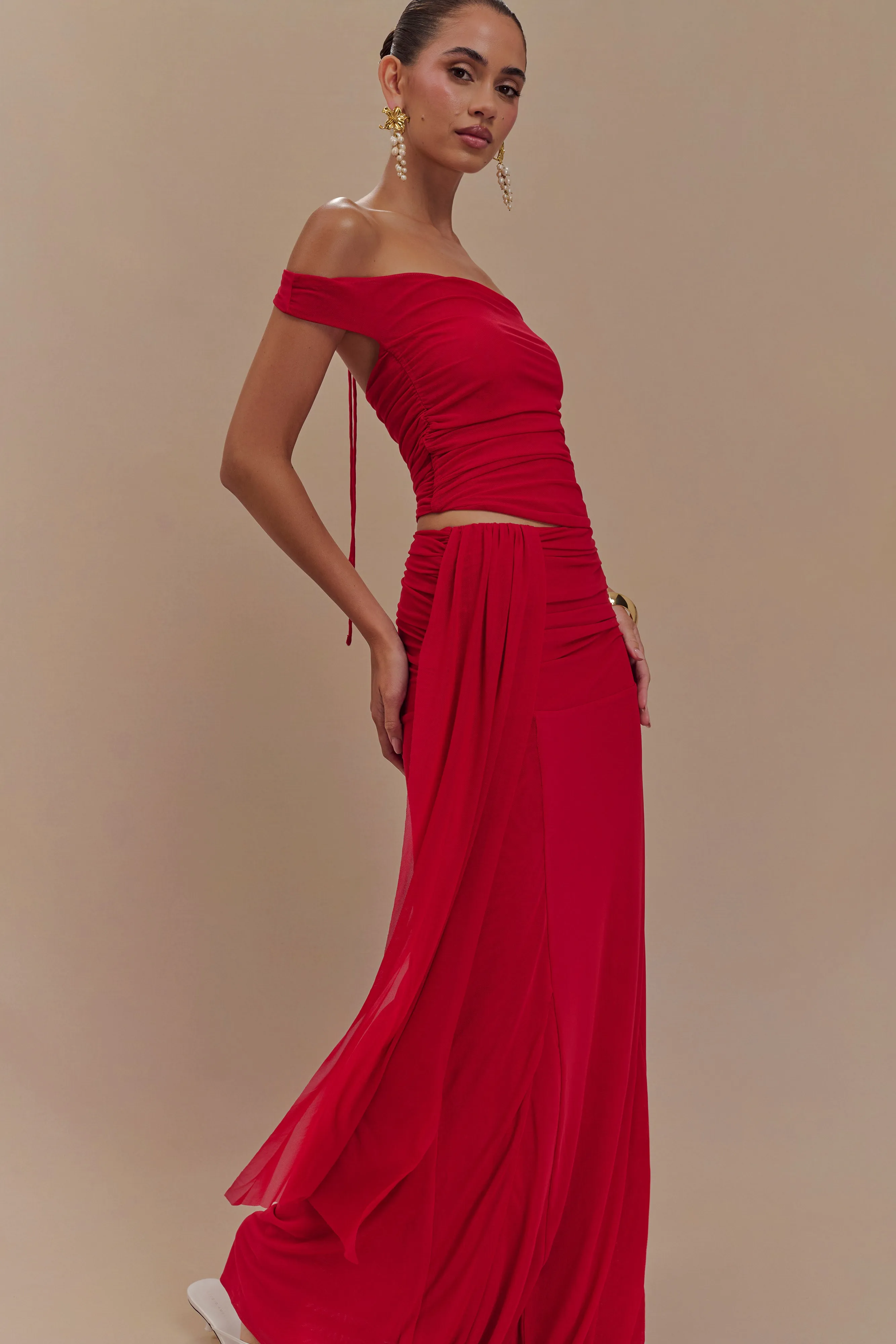 Arna Mesh Maxi Skirt - Ruby sold by Meshki product image thumbnail 3