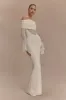 Kaitlin One Shoulder Slinky And Mesh Maxi Dress - Ivory sold by Meshki