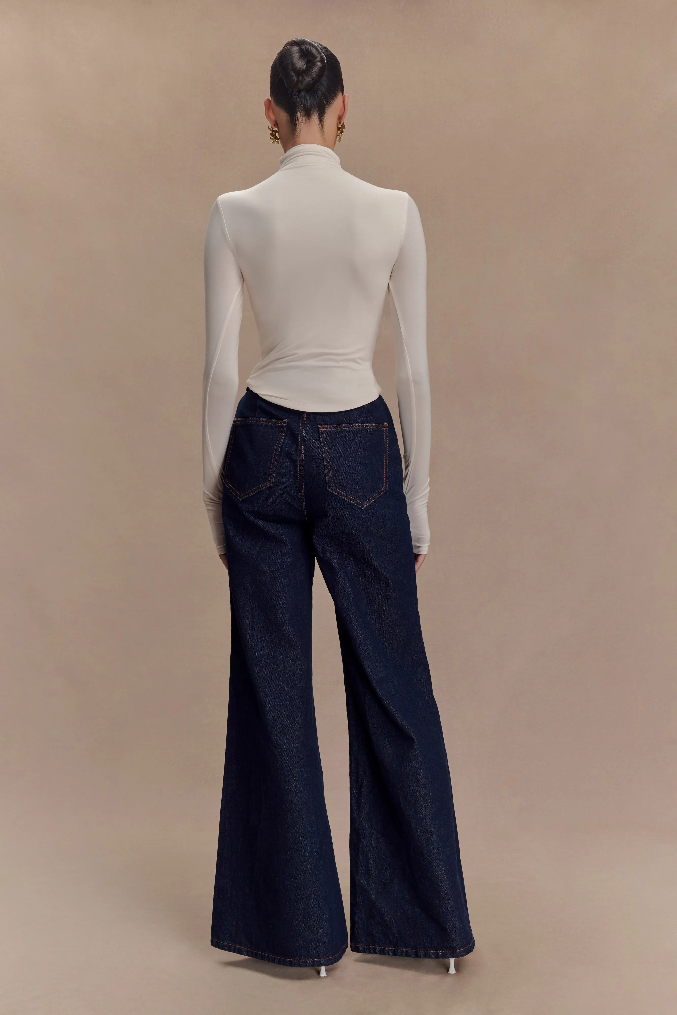 Ember Modal Long Sleeve High Neck Top - Ivory sold by Meshki product image thumbnail 5