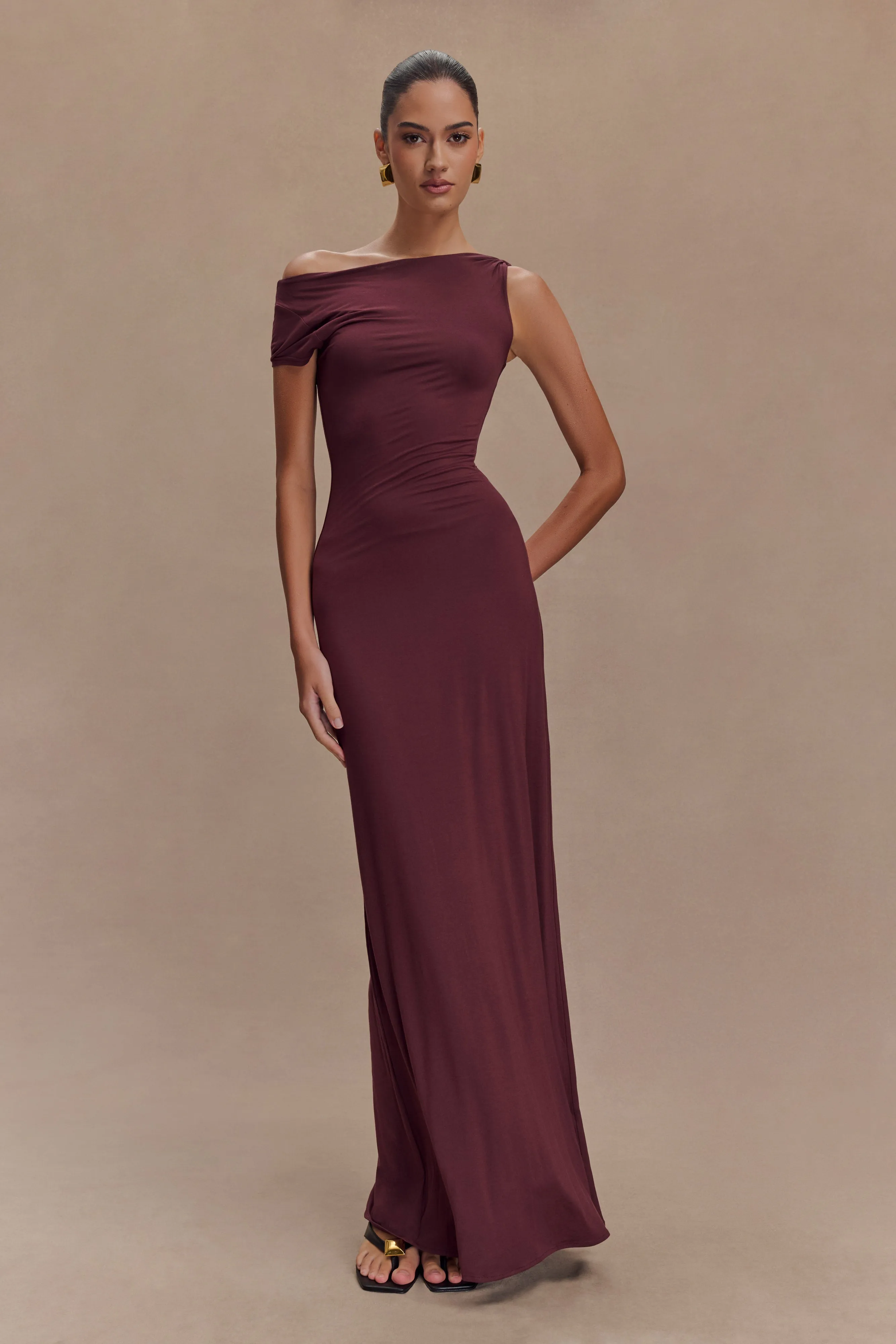 Tamsin Short Sleeve Modal Maxi Dress - Mahogany sold by Meshki