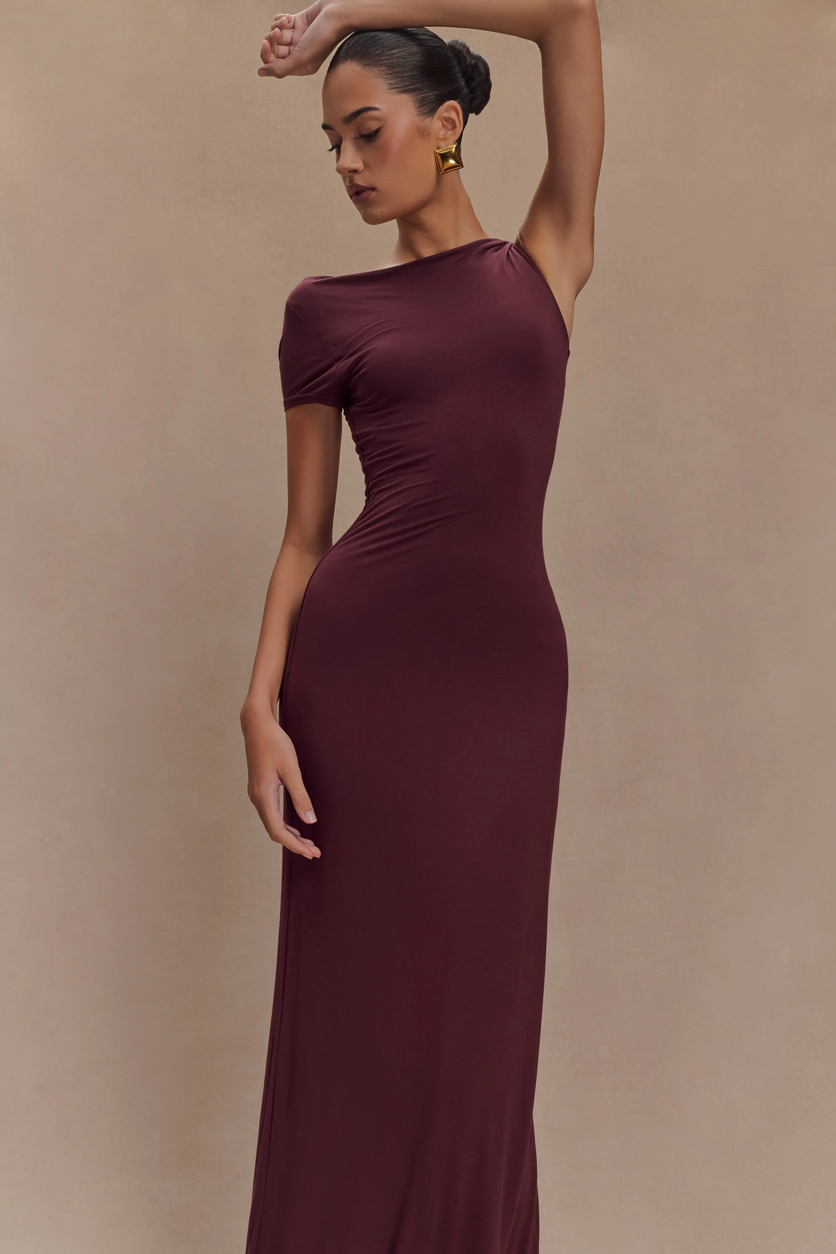 Tamsin Short Sleeve Modal Maxi Dress - Mahogany sold by Meshki product image thumbnail 3