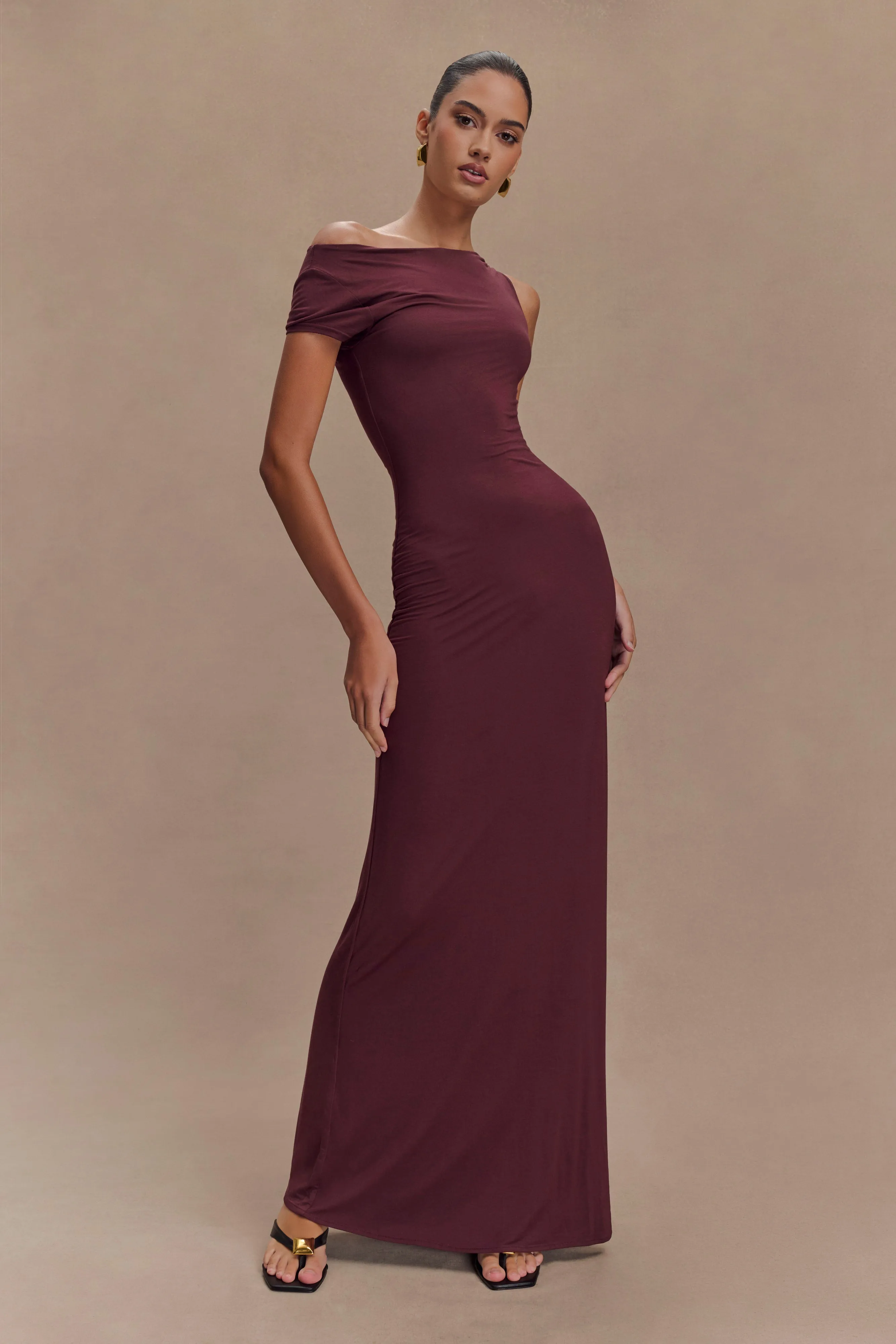 Tamsin Short Sleeve Modal Maxi Dress - Mahogany sold by Meshki product image thumbnail 4