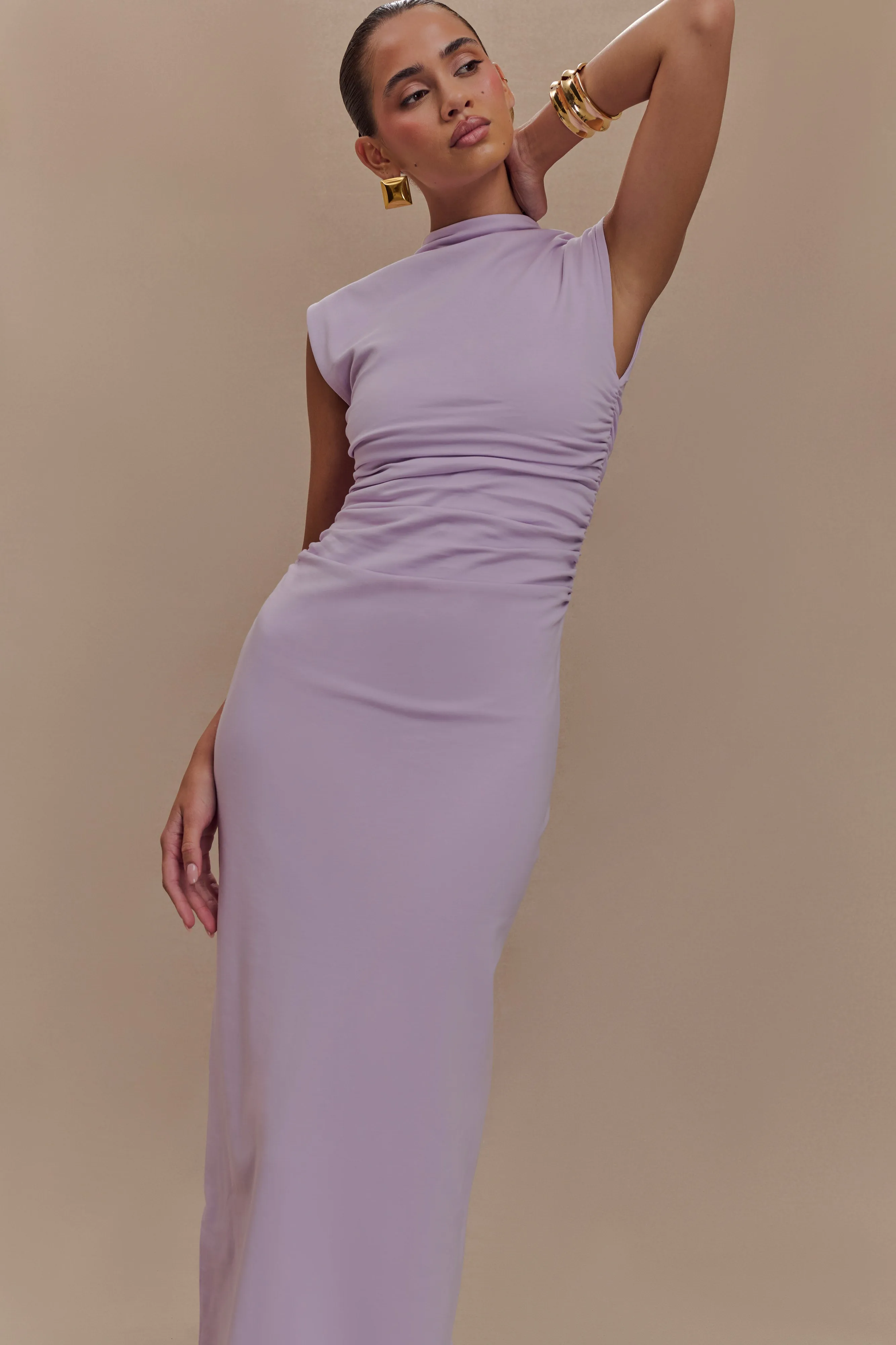 Elliot High Neck Sleeveless Maxi Dress - Lilac sold by Meshki product image thumbnail 3
